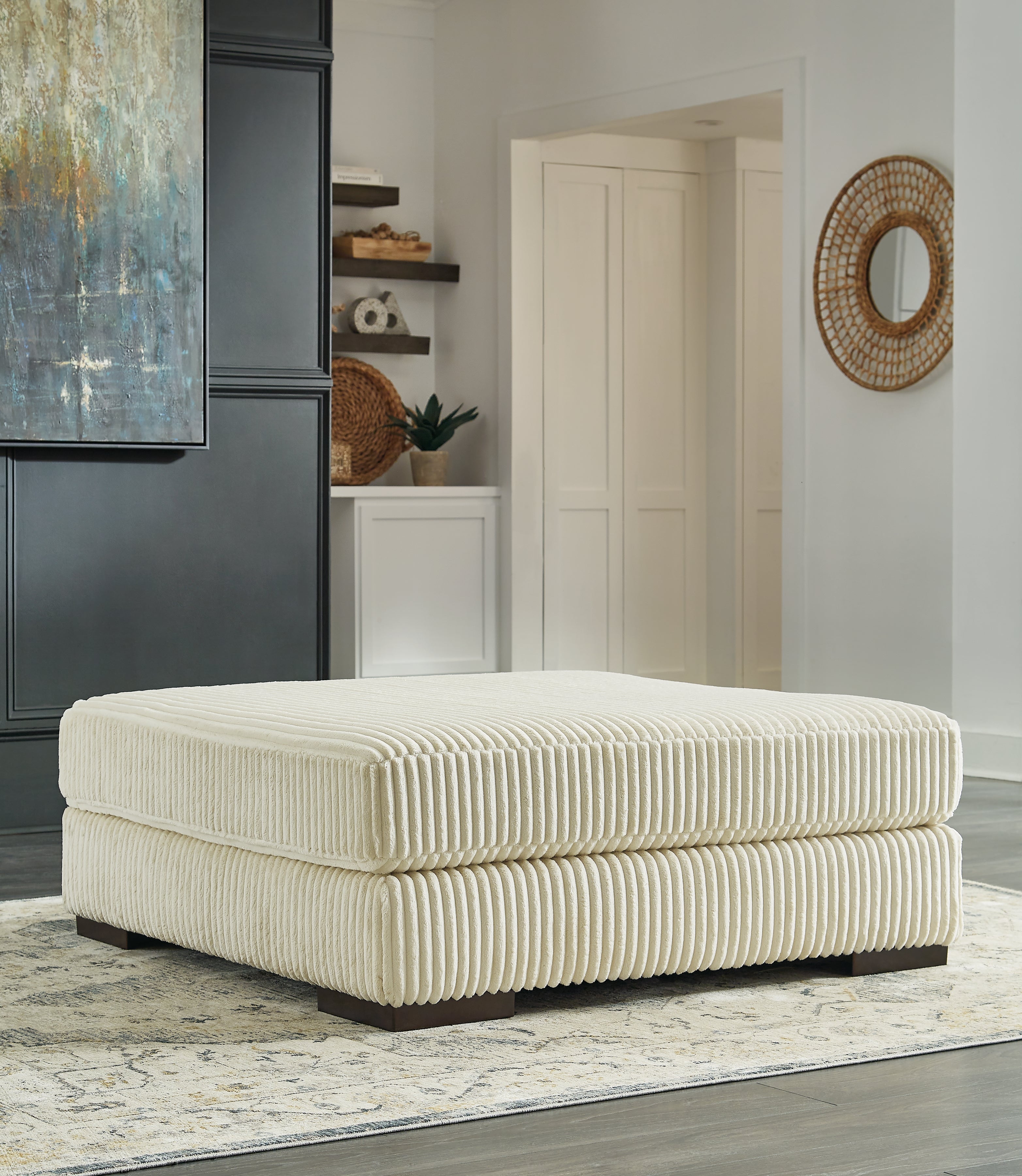 Tampa Furniture Outlet Lutz - Ashley Furniture - Lindyn Living Room - Oversized Accent Ottoman / Ivory - 2110408