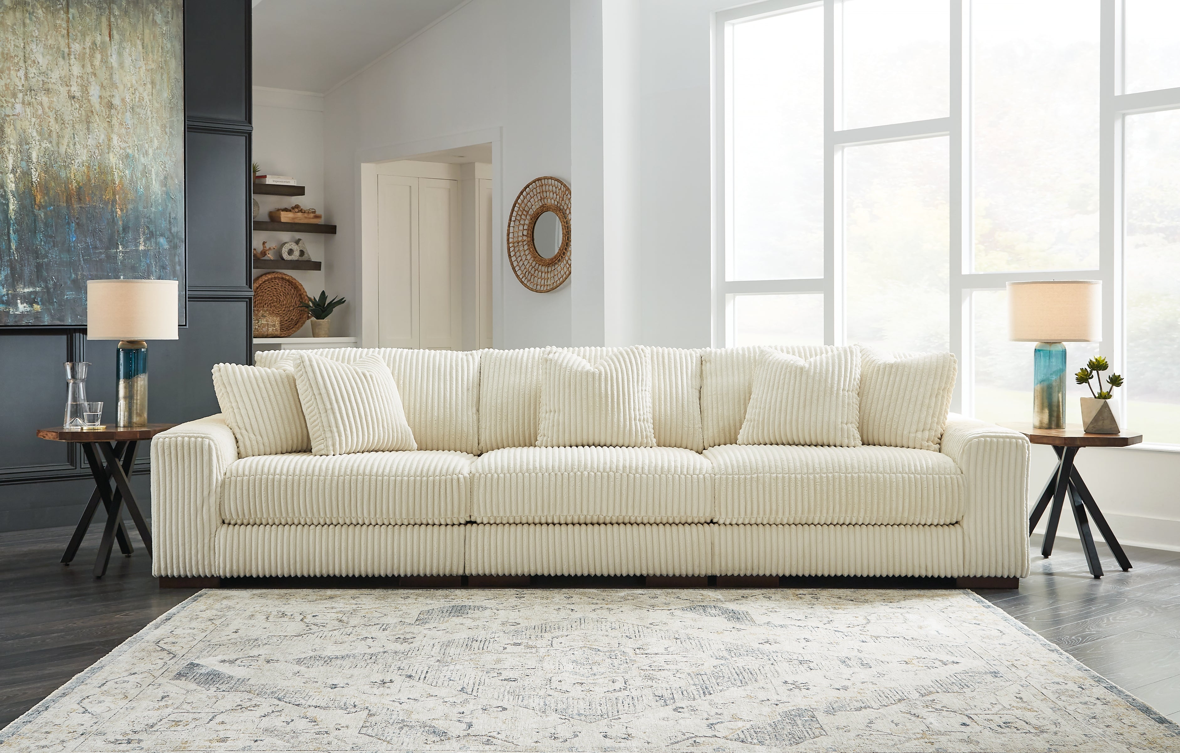 Tampa Furniture Outlet Lutz - Ashley Furniture - Lindyn Sectional - RAF 3-Piece Sectional Sofa / Ivory - 21104S14