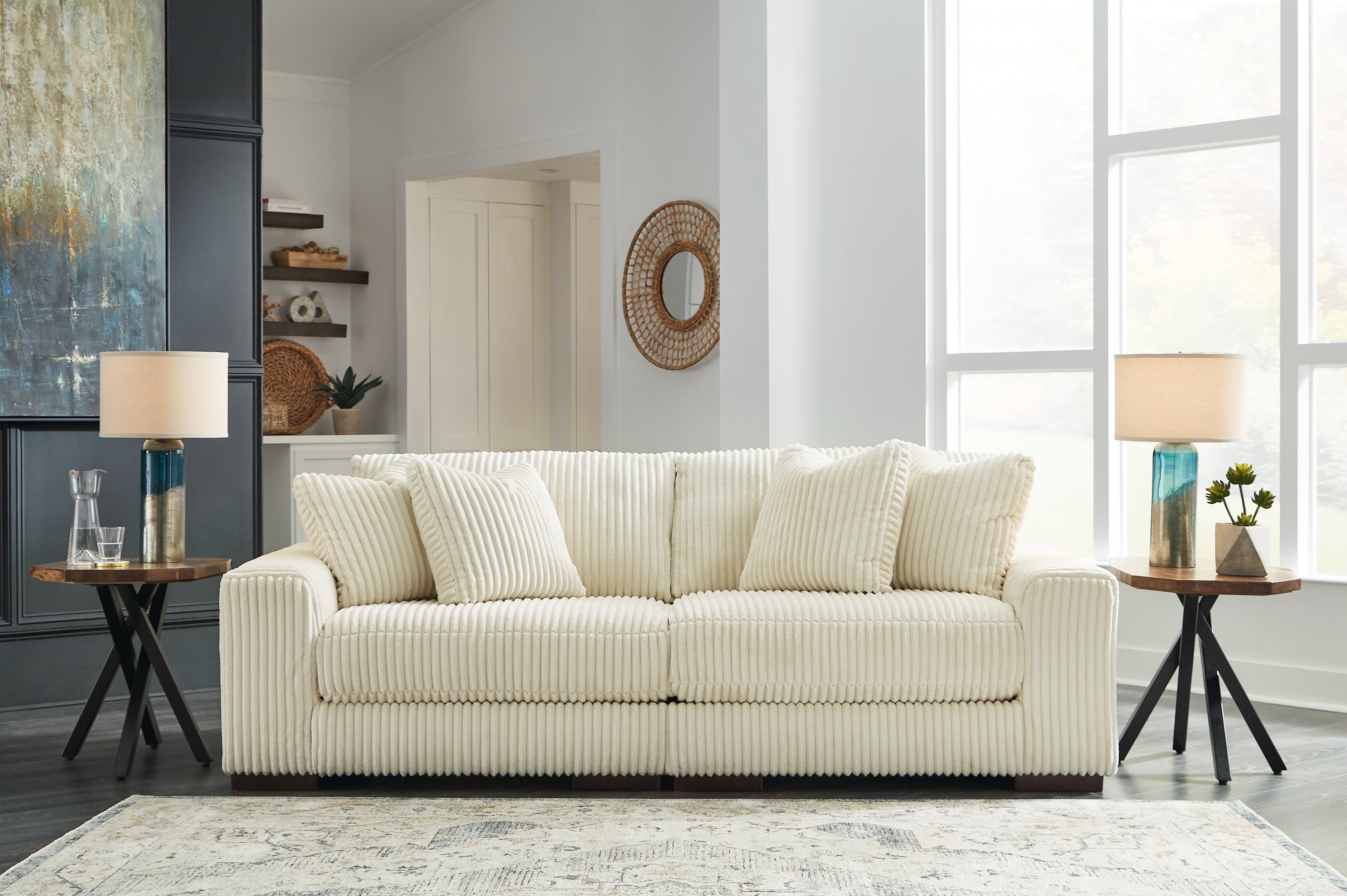 Tampa Furniture Outlet Lutz - Ashley Furniture - Lindyn Sectional - RAF 2-Piece Sectional Sofa / Ivory - 21104S1
