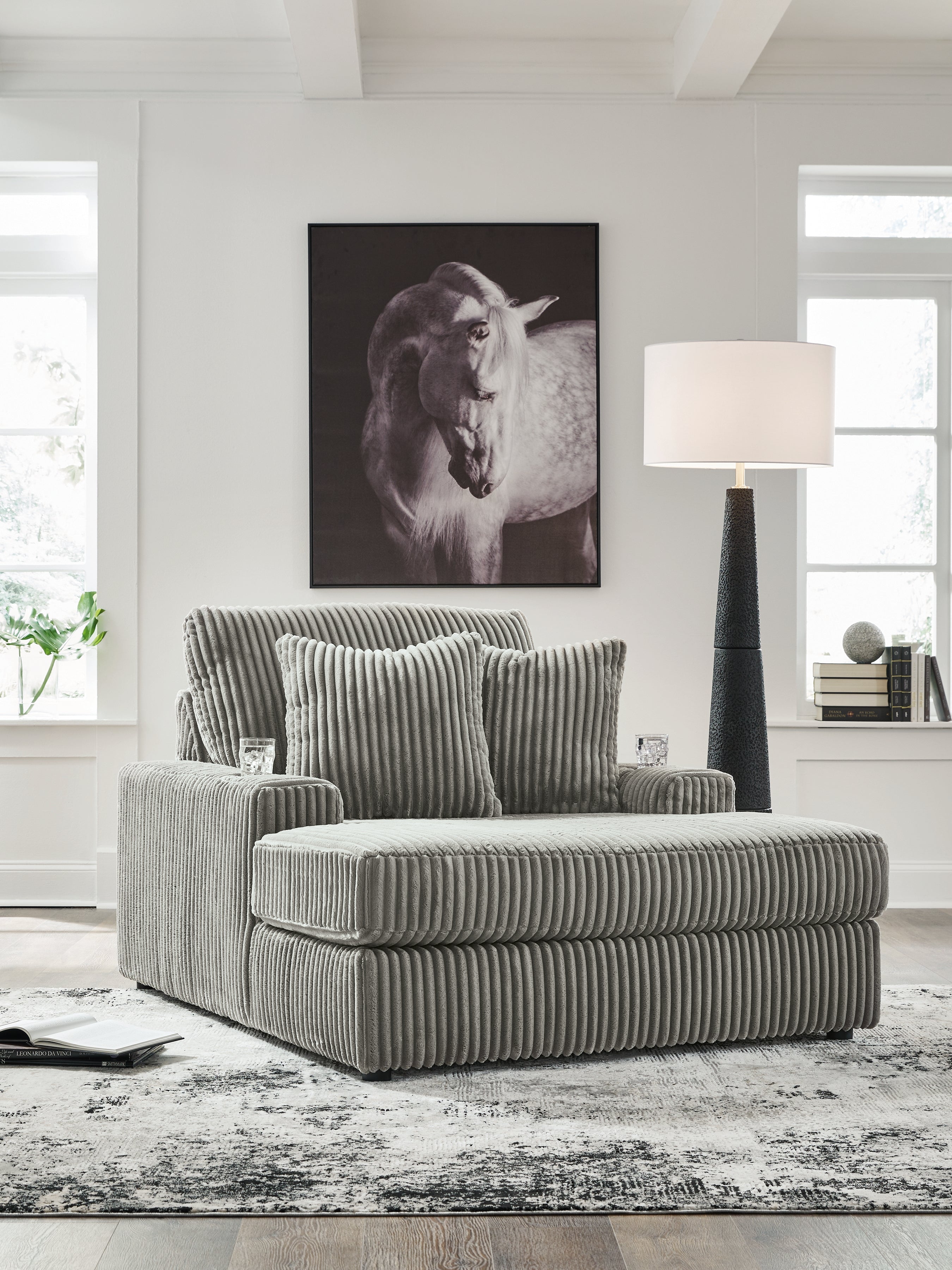 Tampa Furniture Outlet Lutz - Ashley Furniture - Lindyn Living Room - Chaise / Fog - 2110515