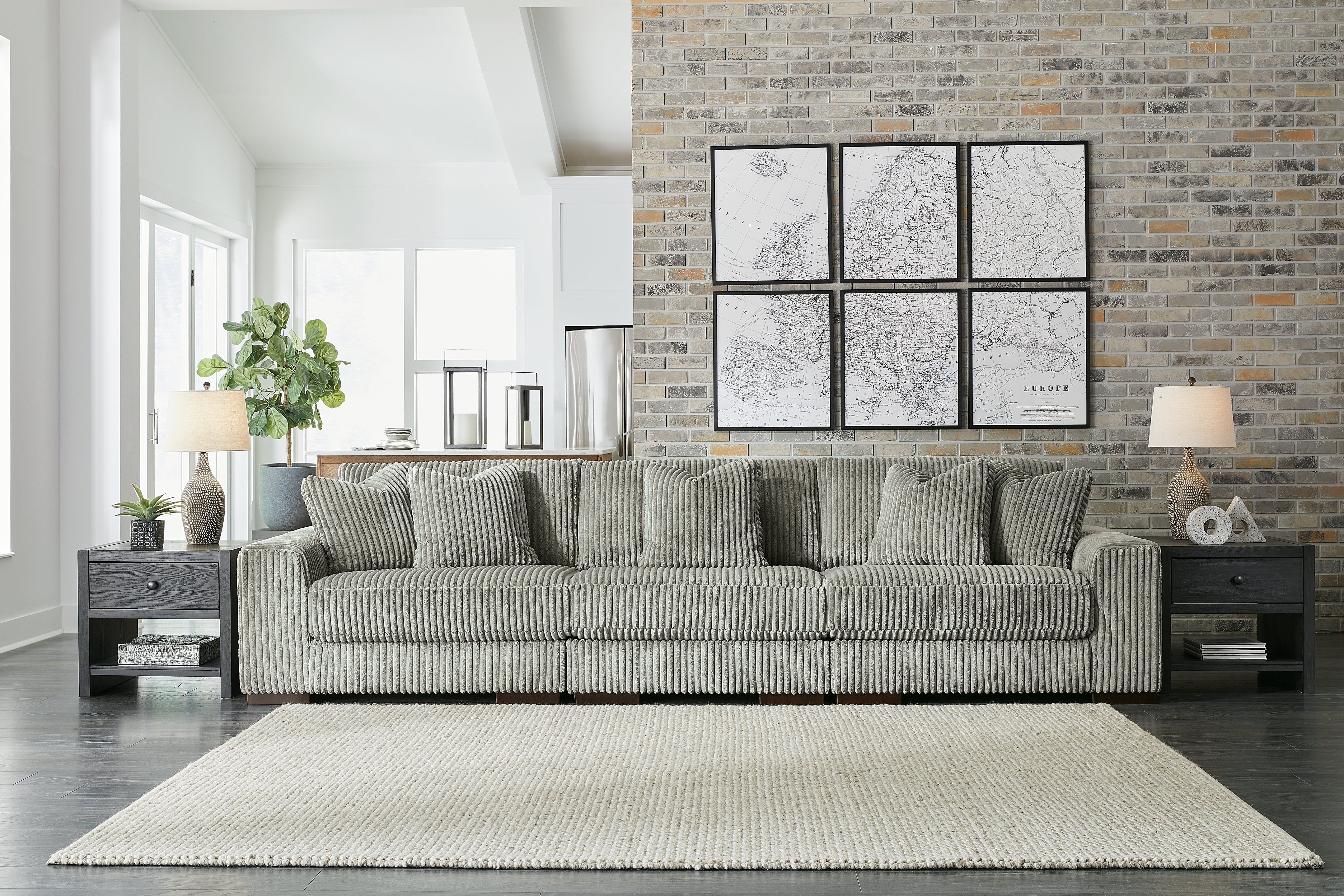 Tampa Furniture Outlet Lutz - Ashley Furniture - Lindyn Sectional - RAF 3-Piece Sectional Sofa / Fog - 21105S14