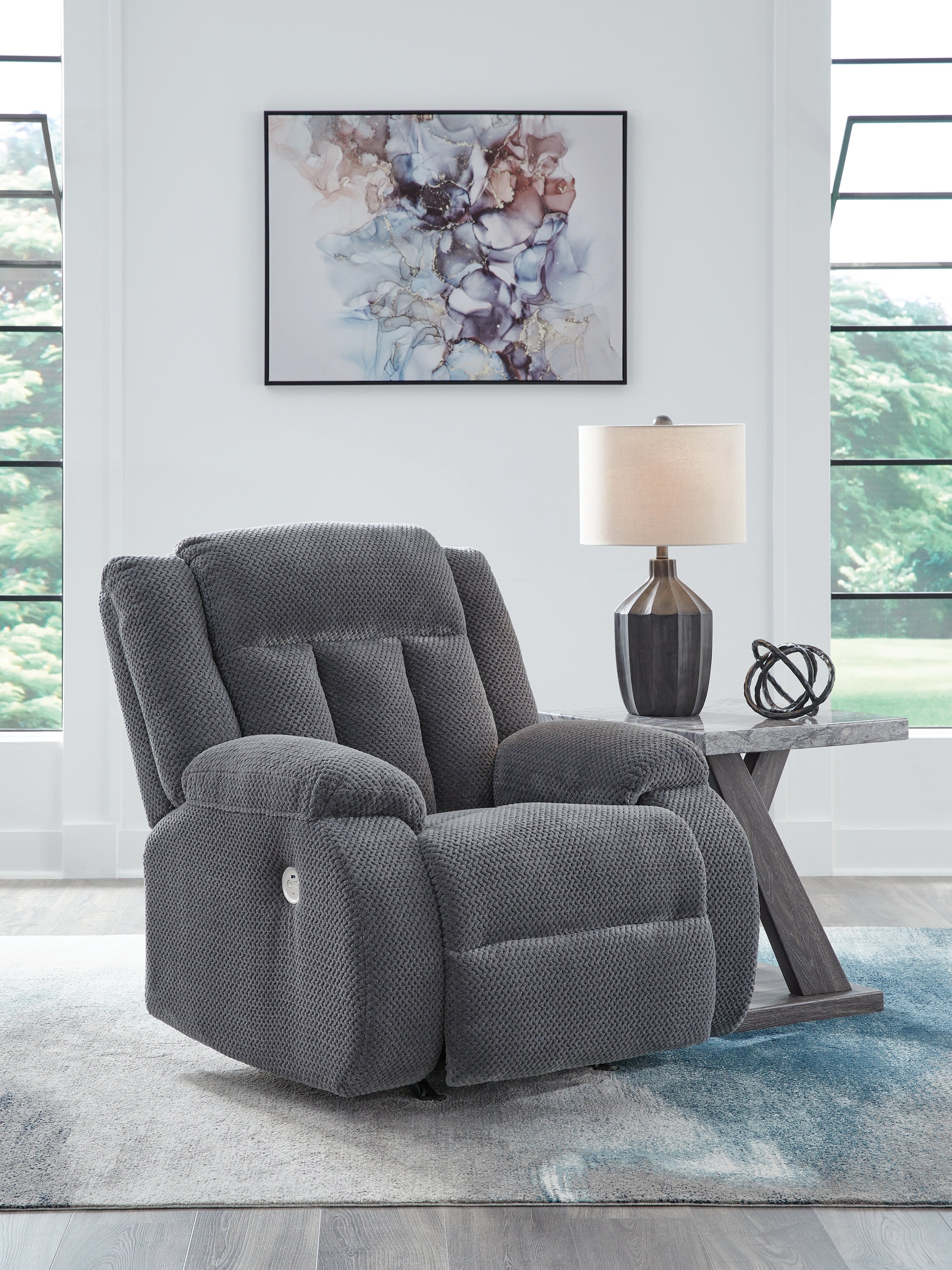 Tampa Furniture Outlet Lutz - Ashley Furniture - Observation Living Room - Power Rocker Recliner / Steel - PC2140598