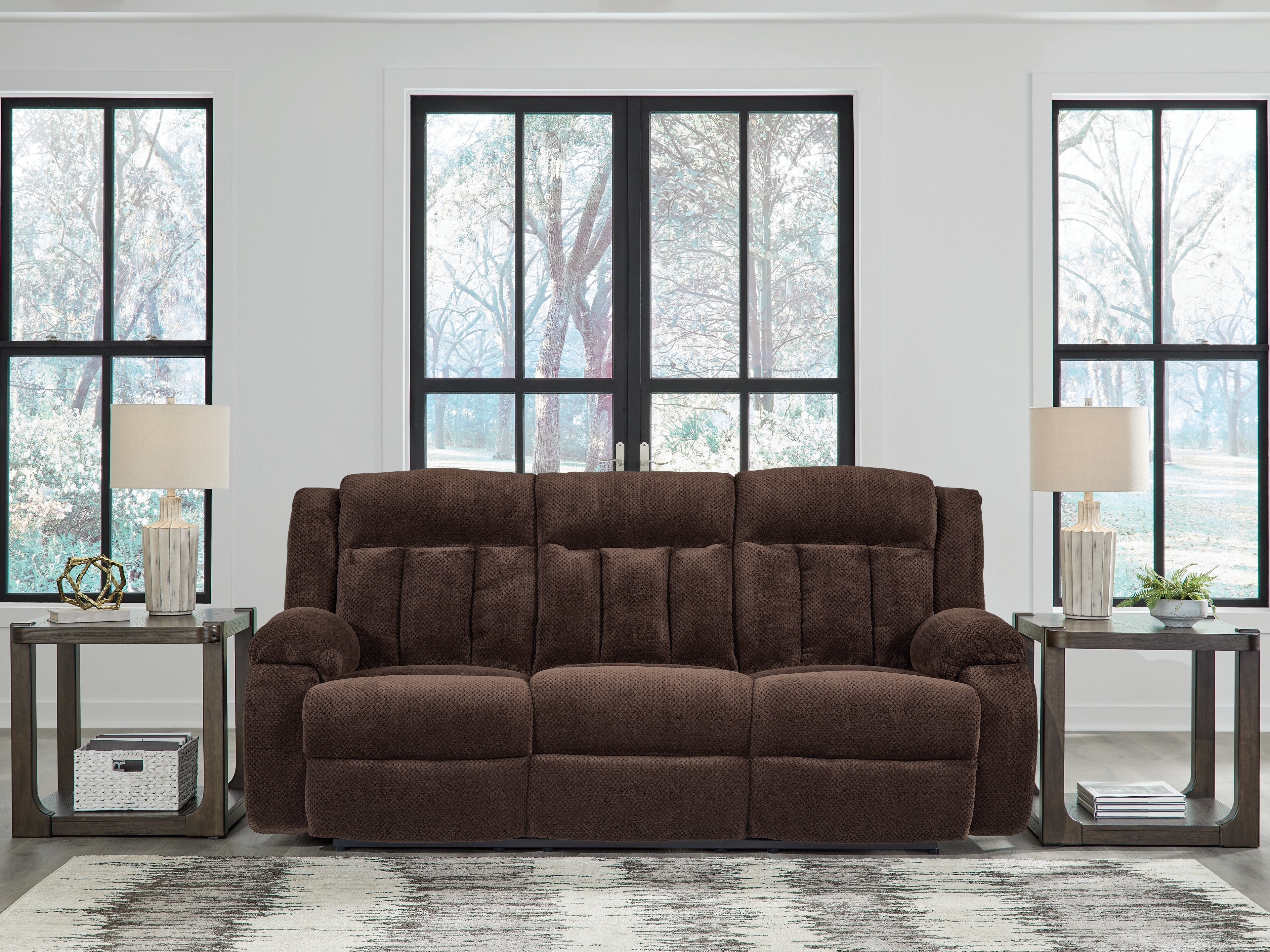 Tampa Furniture Outlet Lutz - Ashley Furniture - Observation Living Room - REC PWR Sofa w/Drop Down Table / Chocolate - PC2140699
