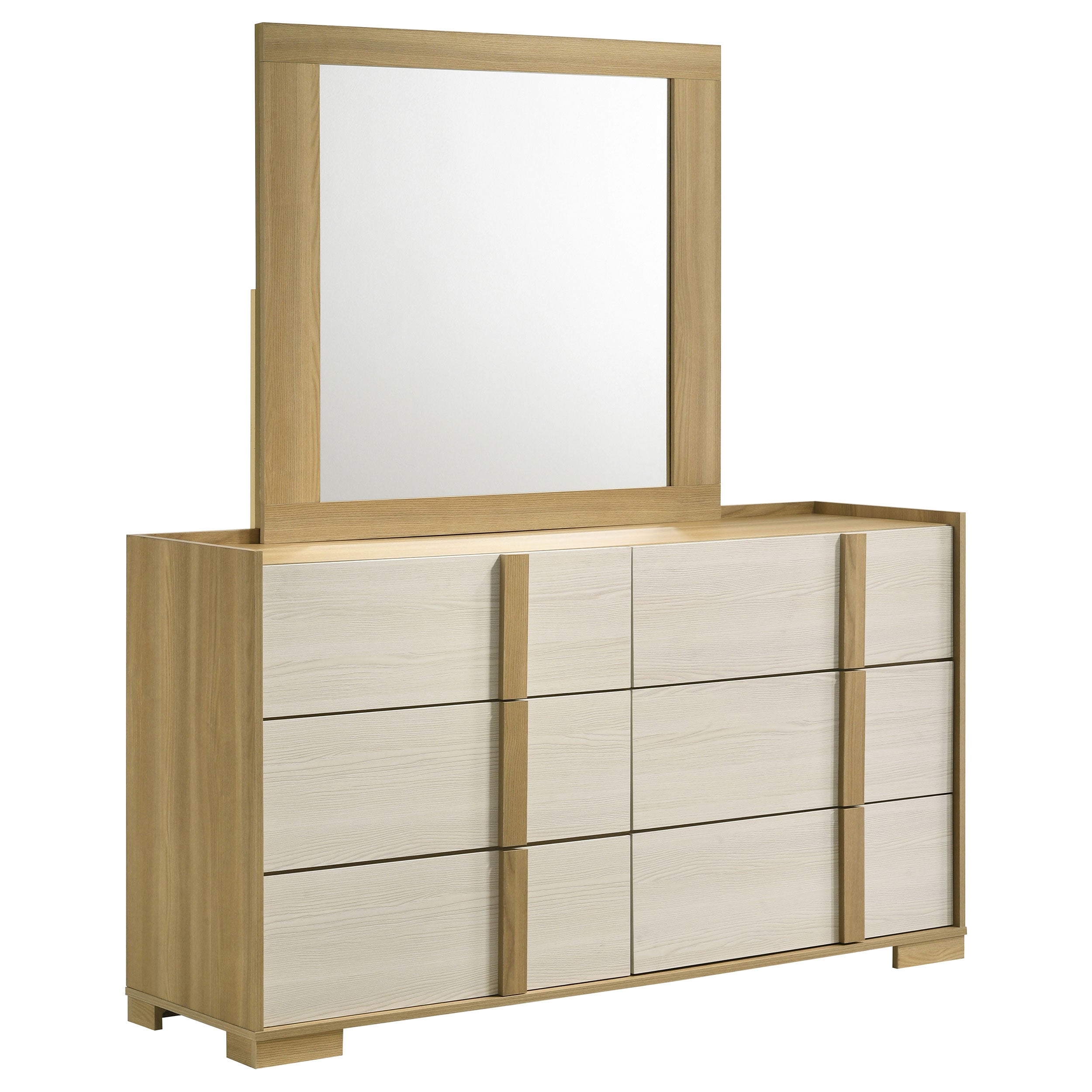 Tampa Furniture Outlet - Coaster - Hyland 6-drawer Dresser with Mirror Natural - 215653M
