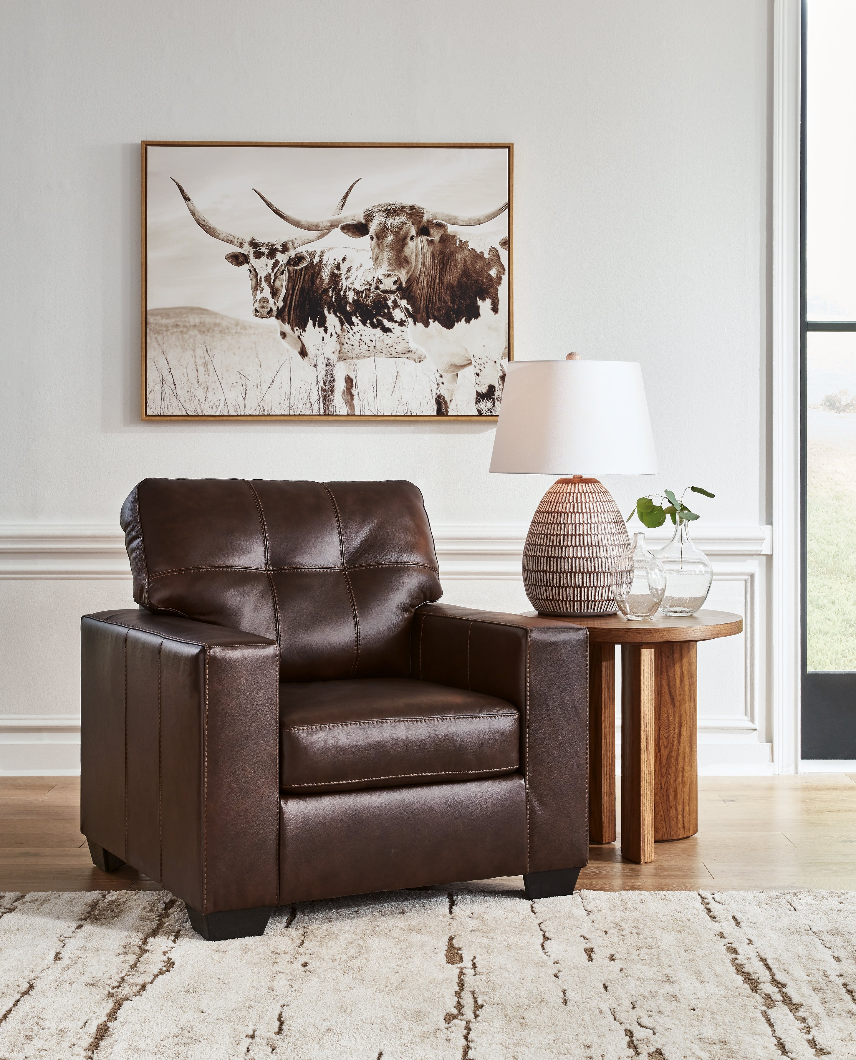 Tampa Furniture Outlet Lutz - Ashley Furniture - Santorine Living Room - Chair / Dark Brown - 2170620