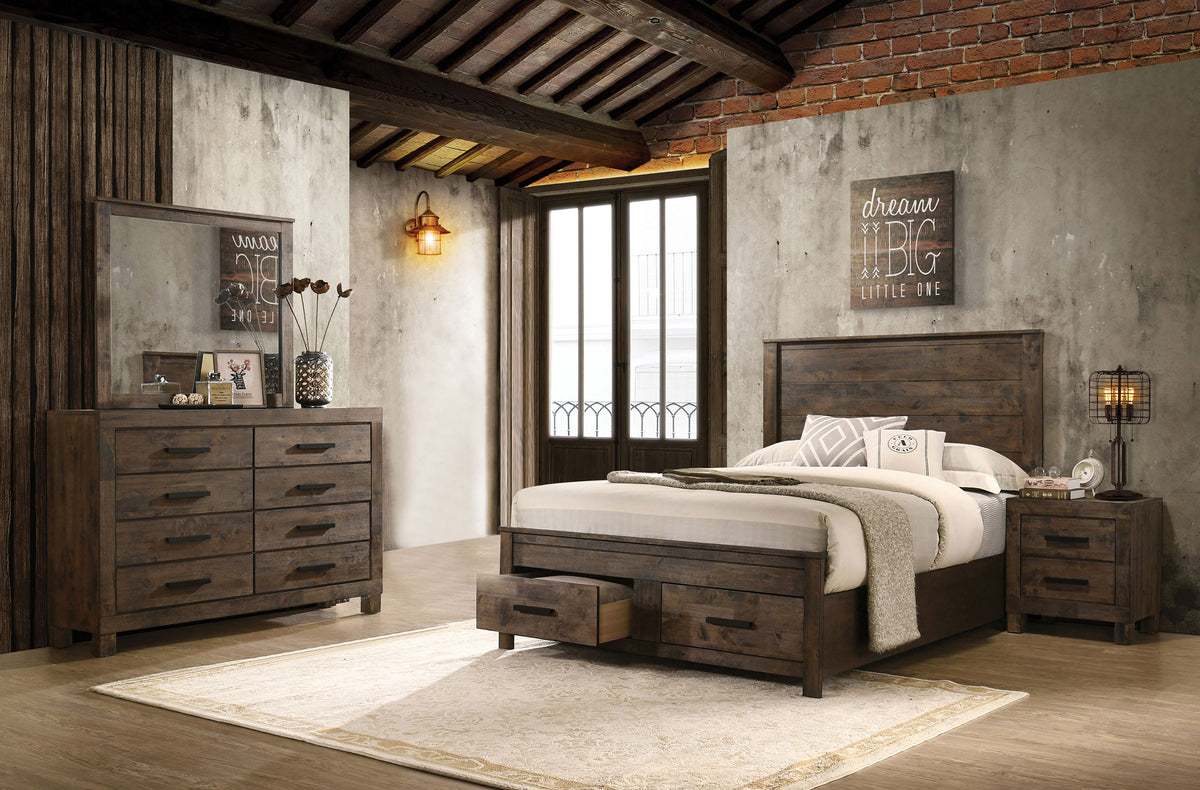 Tampa Furniture Outlet - Coaster - Woodmont 4-piece Queen Bedroom Set Rustic Golden Brown - 222631Q-S4
