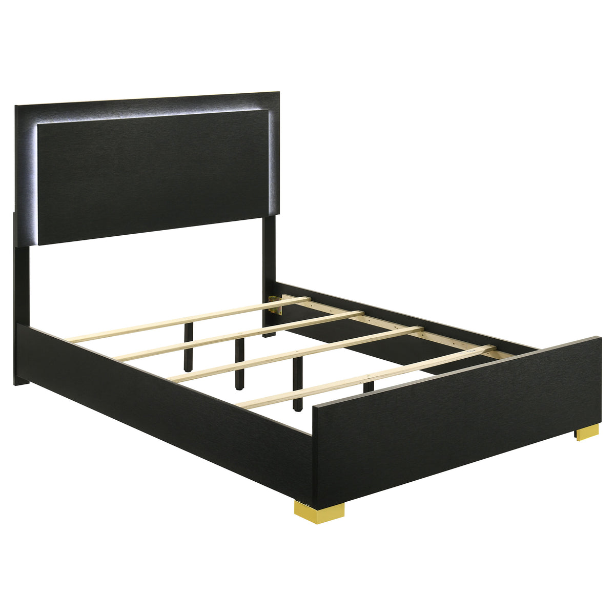Tampa Furniture Outlet - Coaster - Marceline Wood Full LED Panel Bed Black - 222831F