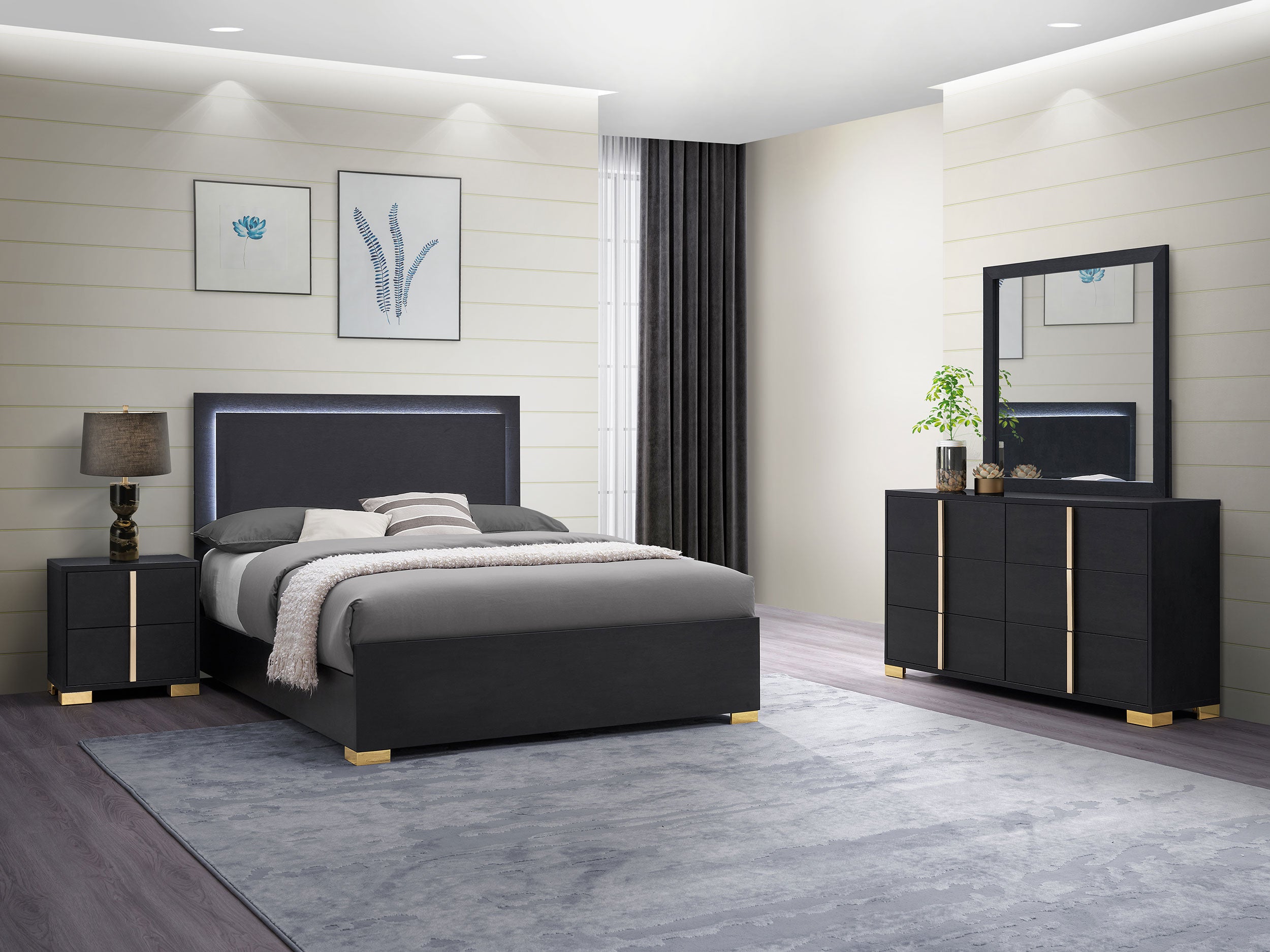 Tampa Furniture Outlet - Coaster - Marceline 4-piece Eastern King Bedroom Set Black - 222831KE-S4