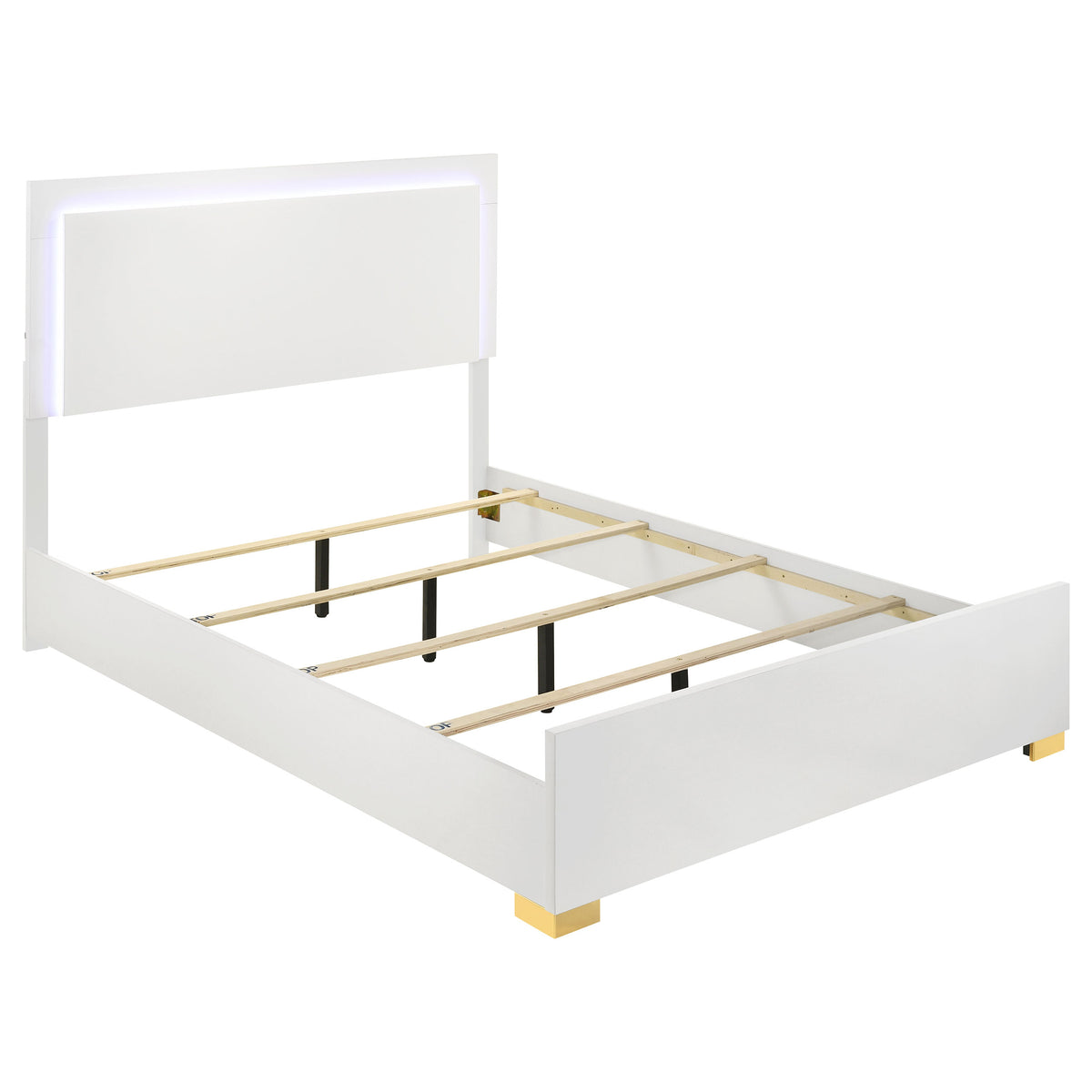 Tampa Furniture Outlet - Coaster - Marceline Wood Eastern King LED Panel Bed White - 222931KE
