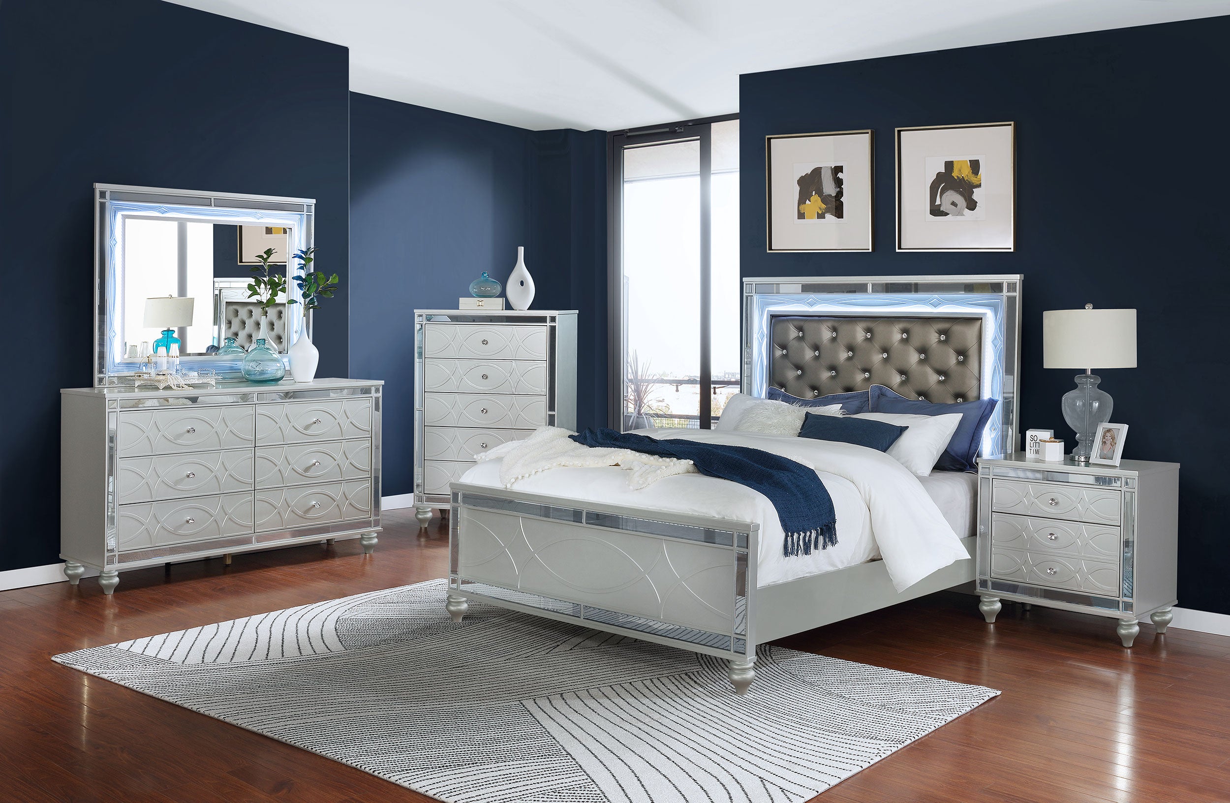 Tampa Furniture Outlet - Coaster - Gunnison 5-piece California King Bedroom Set Silver Metallic - 223211KW-S5