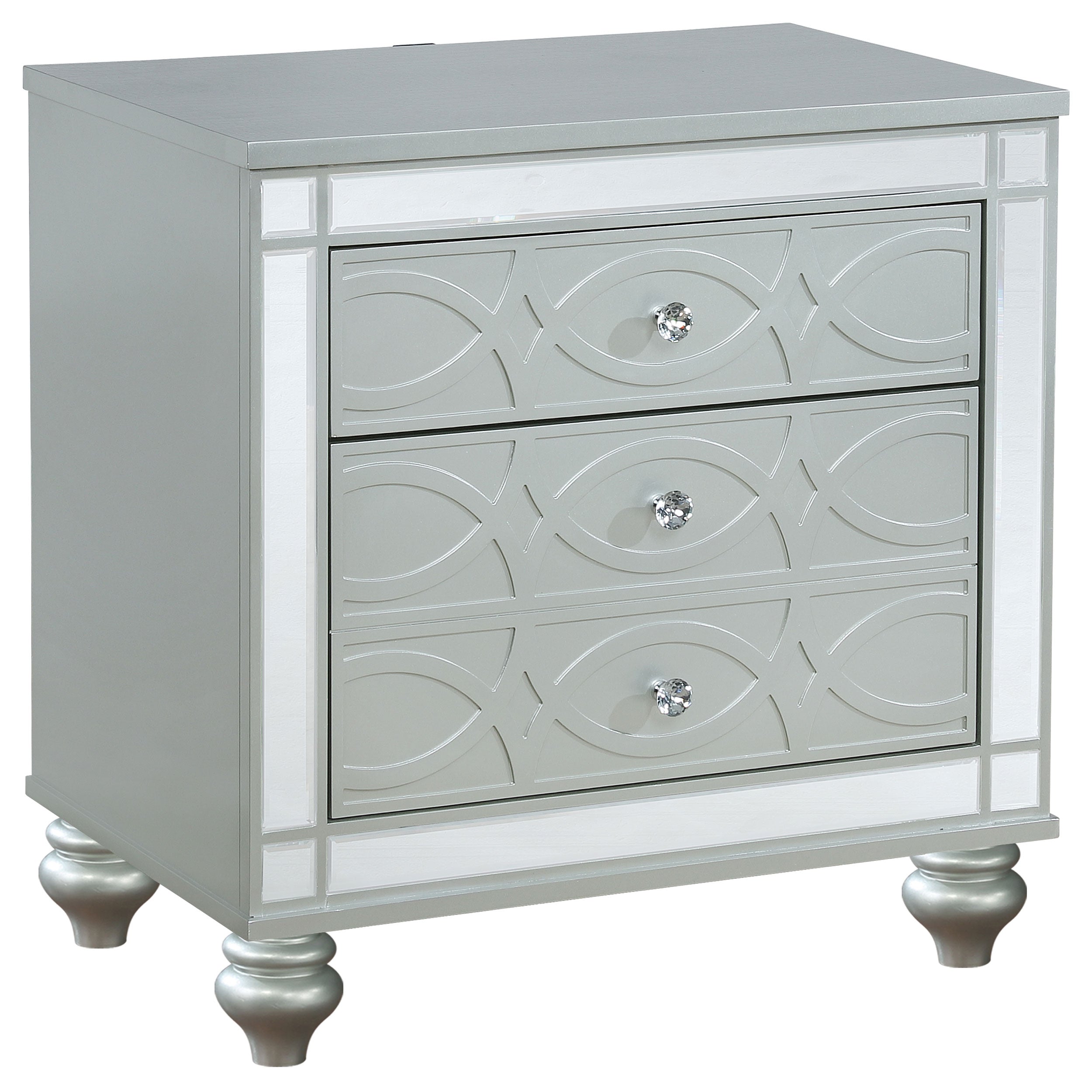 Tampa Furniture Outlet - Coaster - Gunnison 2-drawer Nightstand Silver Metallic - 223212