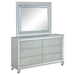 Tampa Furniture Outlet - Coaster - Gunnison 6-drawer Dresser with Mirror Silver Metallic - 223213M
