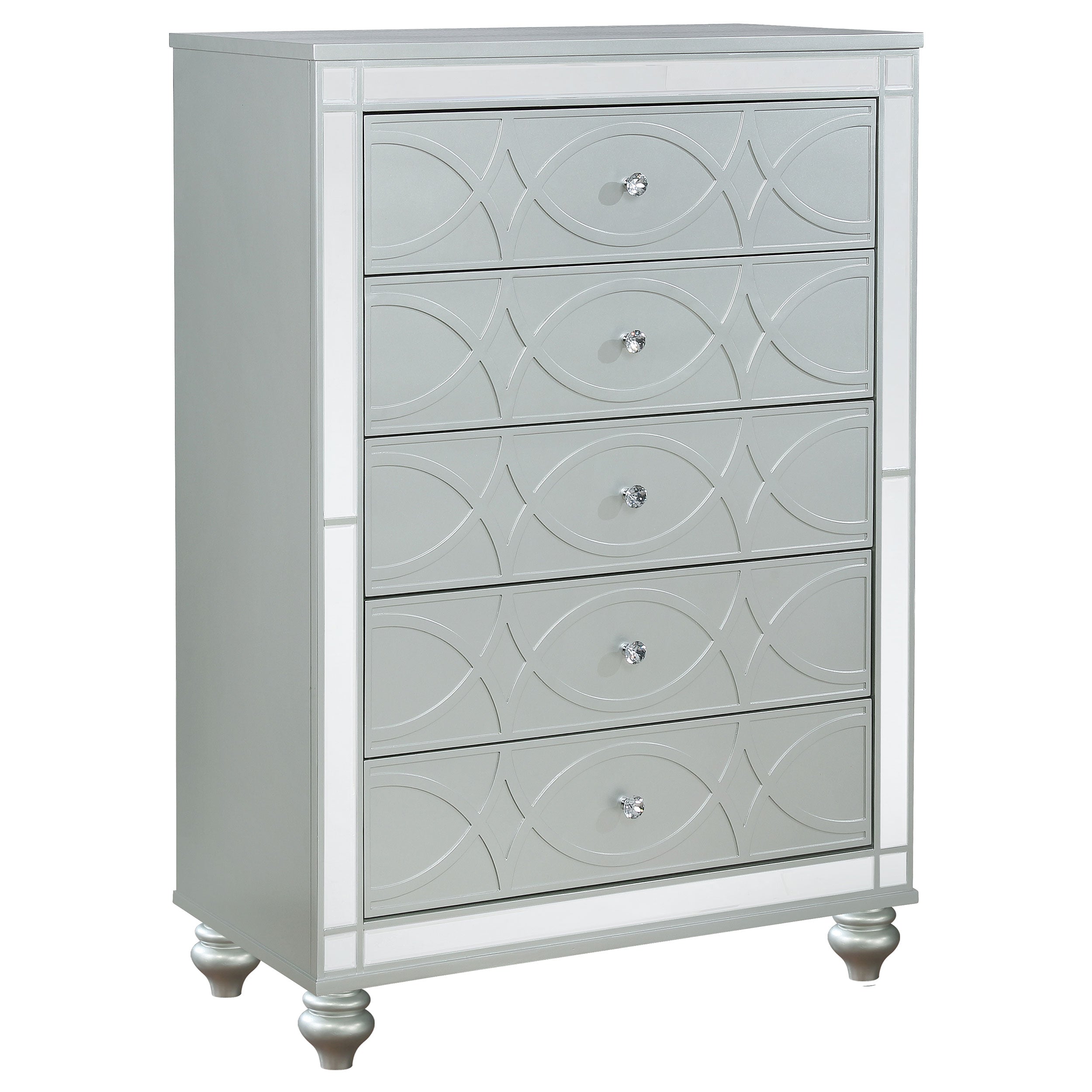 Tampa Furniture Outlet - Coaster - Gunnison 5-drawer Bedroom Chest Silver Metallic - 223215
