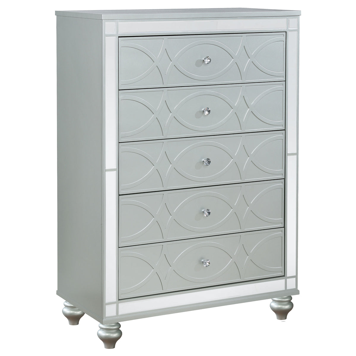 Tampa Furniture Outlet - Coaster - Gunnison 5-drawer Bedroom Chest Silver Metallic - 223215