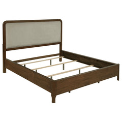 Tampa Furniture Outlet - Coaster - Maderia 57-inch Upholstered California King Panel Bed Walnut - 223321KW