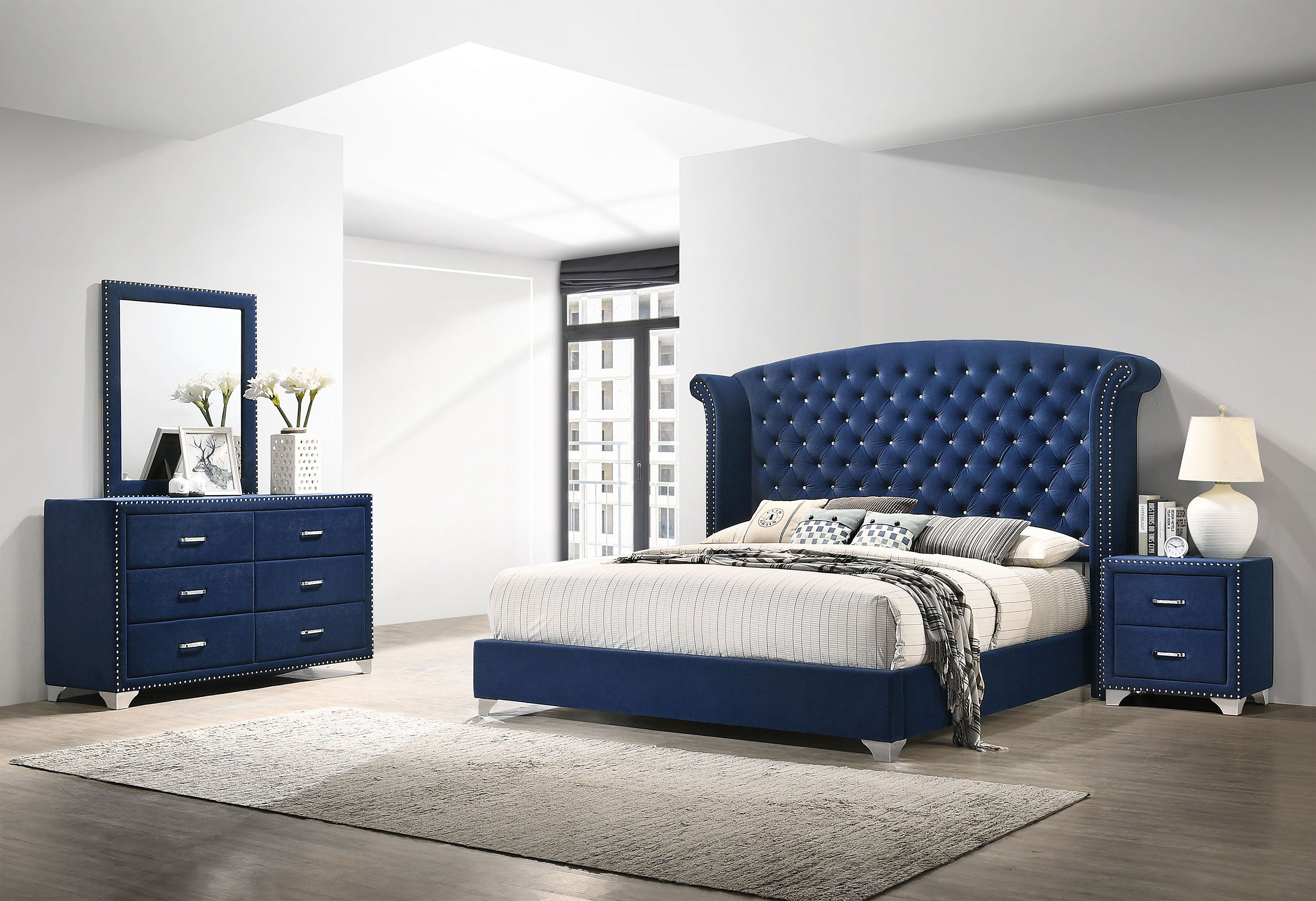 Tampa Furniture Outlet - Coaster - Melody 4-piece Queen Bedroom Set Pacific Blue - 223371Q-S4