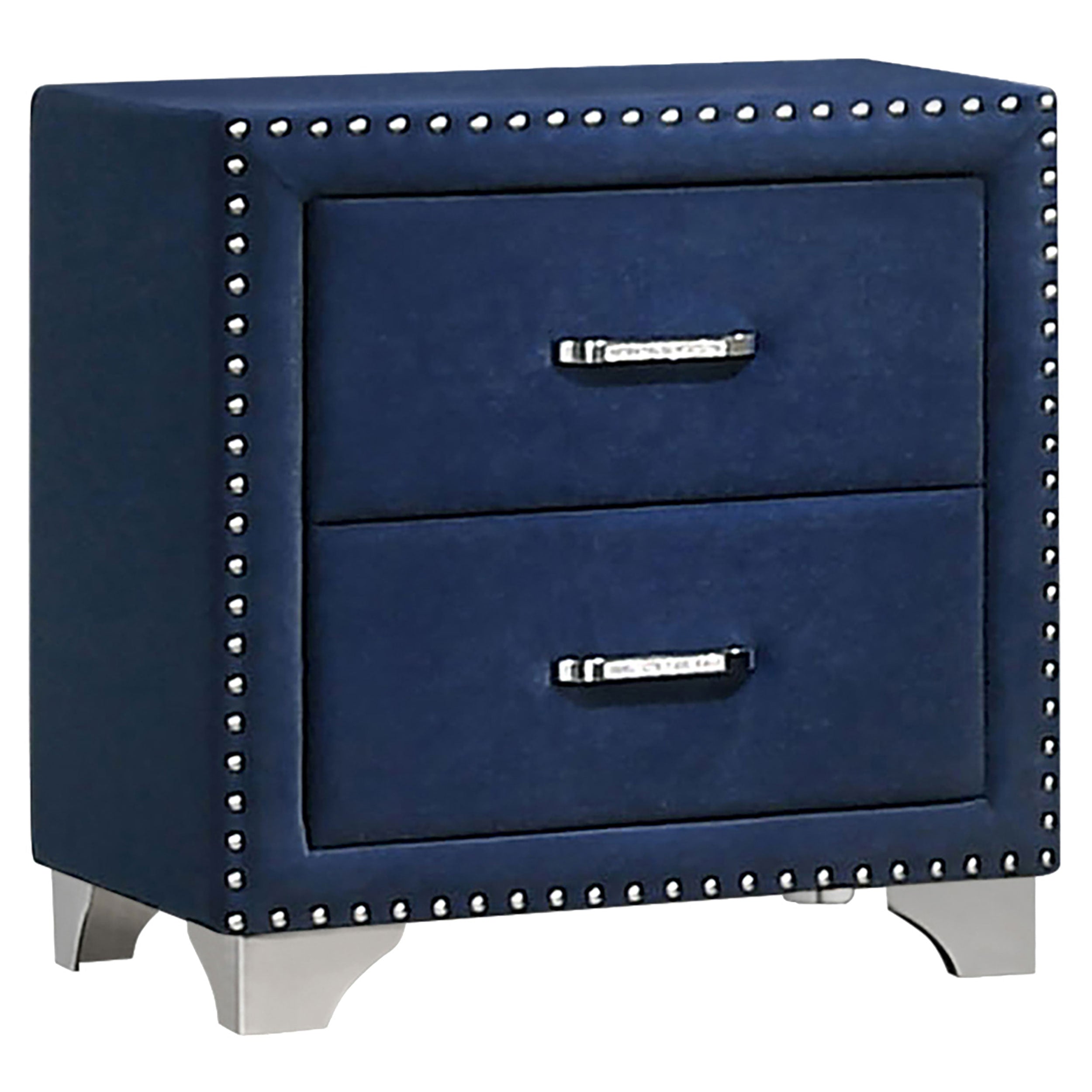 Tampa Furniture Outlet - Coaster - Melody Upholstered 2-drawer Nightstand Pacific Blue - 223372