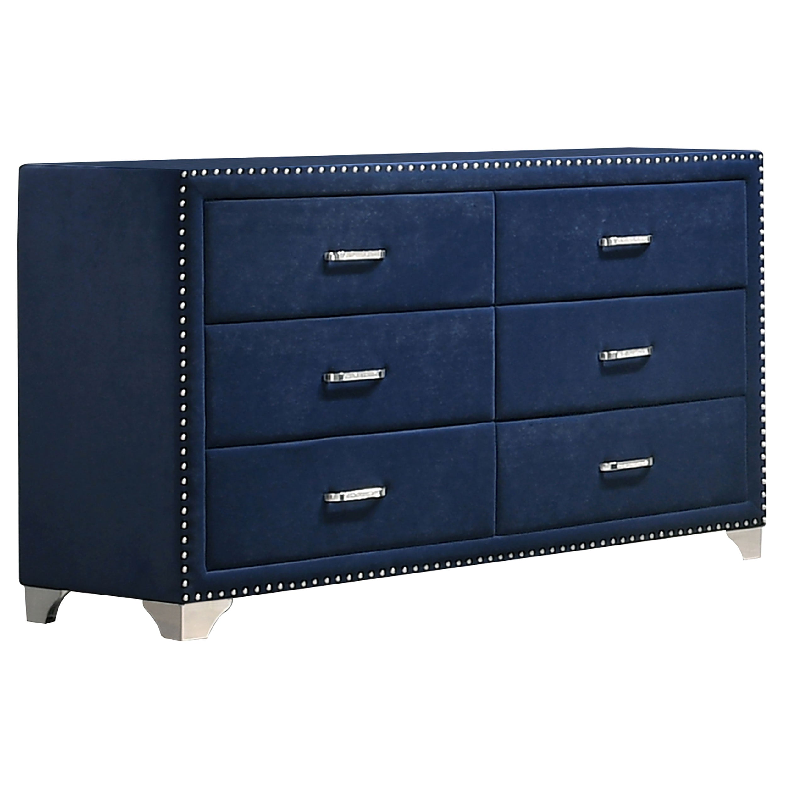 Tampa Furniture Outlet - Coaster - Melody 6-drawer Upholstered Dresser Pacific Blue - 223373