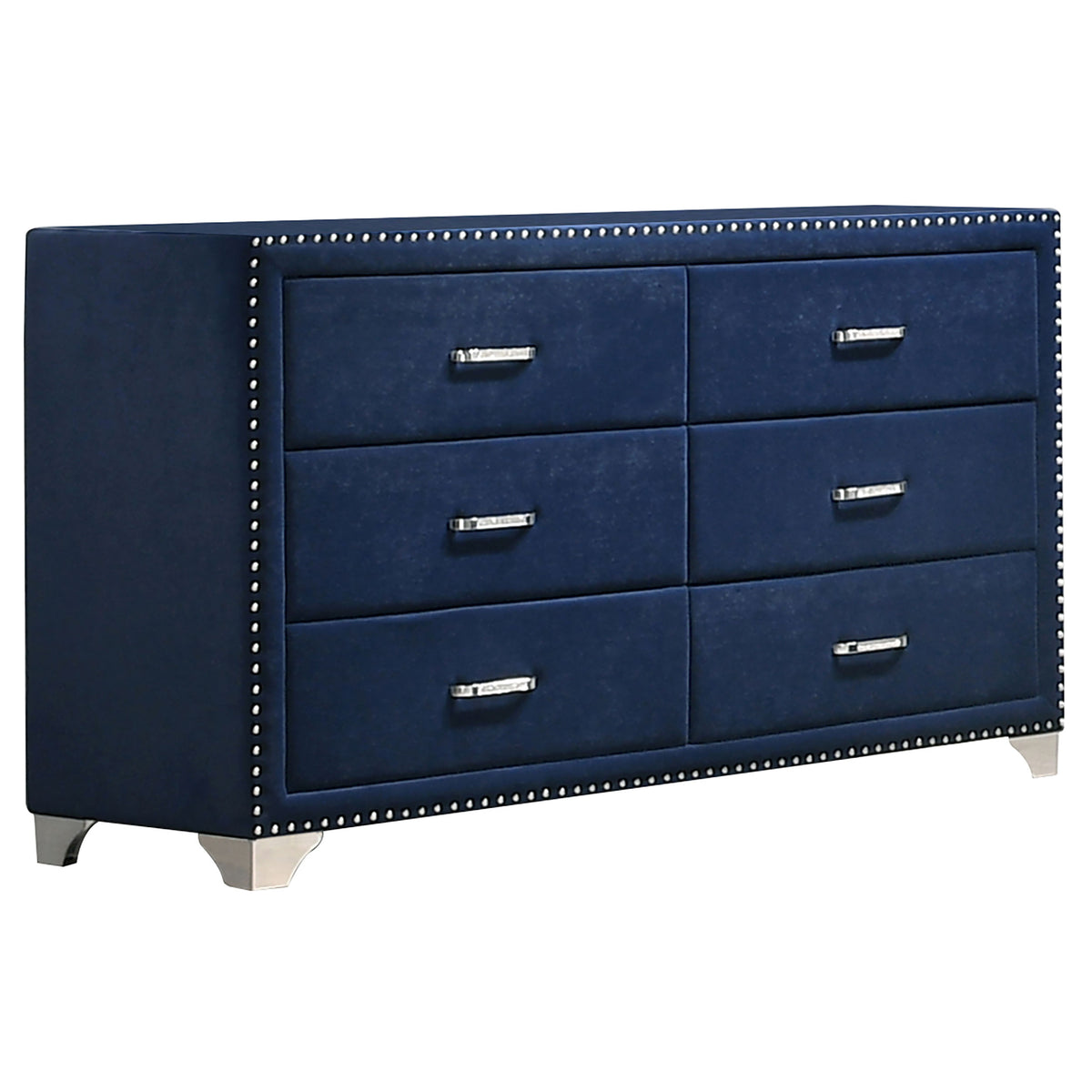 Tampa Furniture Outlet - Coaster - Melody 6-drawer Upholstered Dresser Pacific Blue - 223373