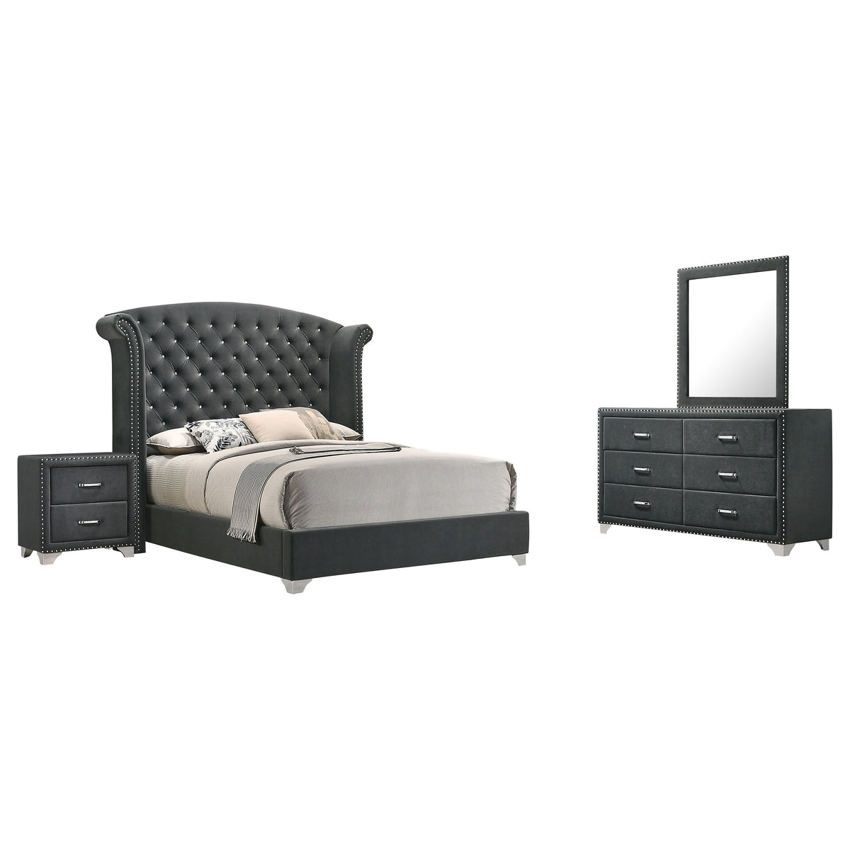 Tampa Furniture Outlet - Coaster - Melody 4-piece Eastern King Bedroom Set Grey - 223381KE-S4