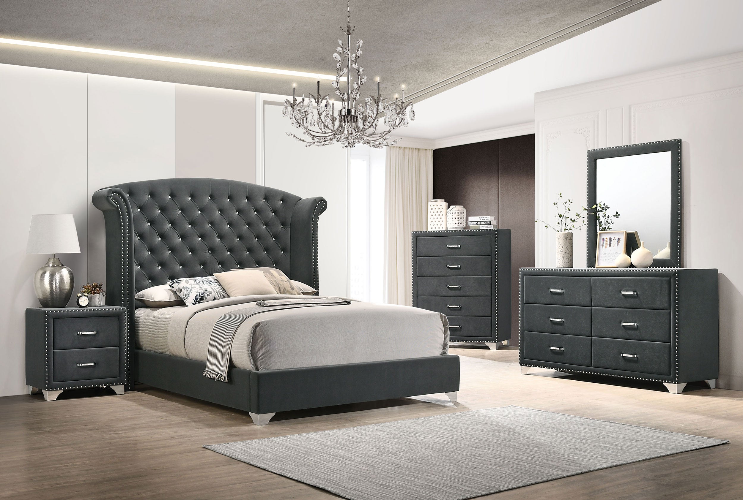 Tampa Furniture Outlet - Coaster - Melody 5-piece Eastern King Bedroom Set Grey - 223381KE-S5