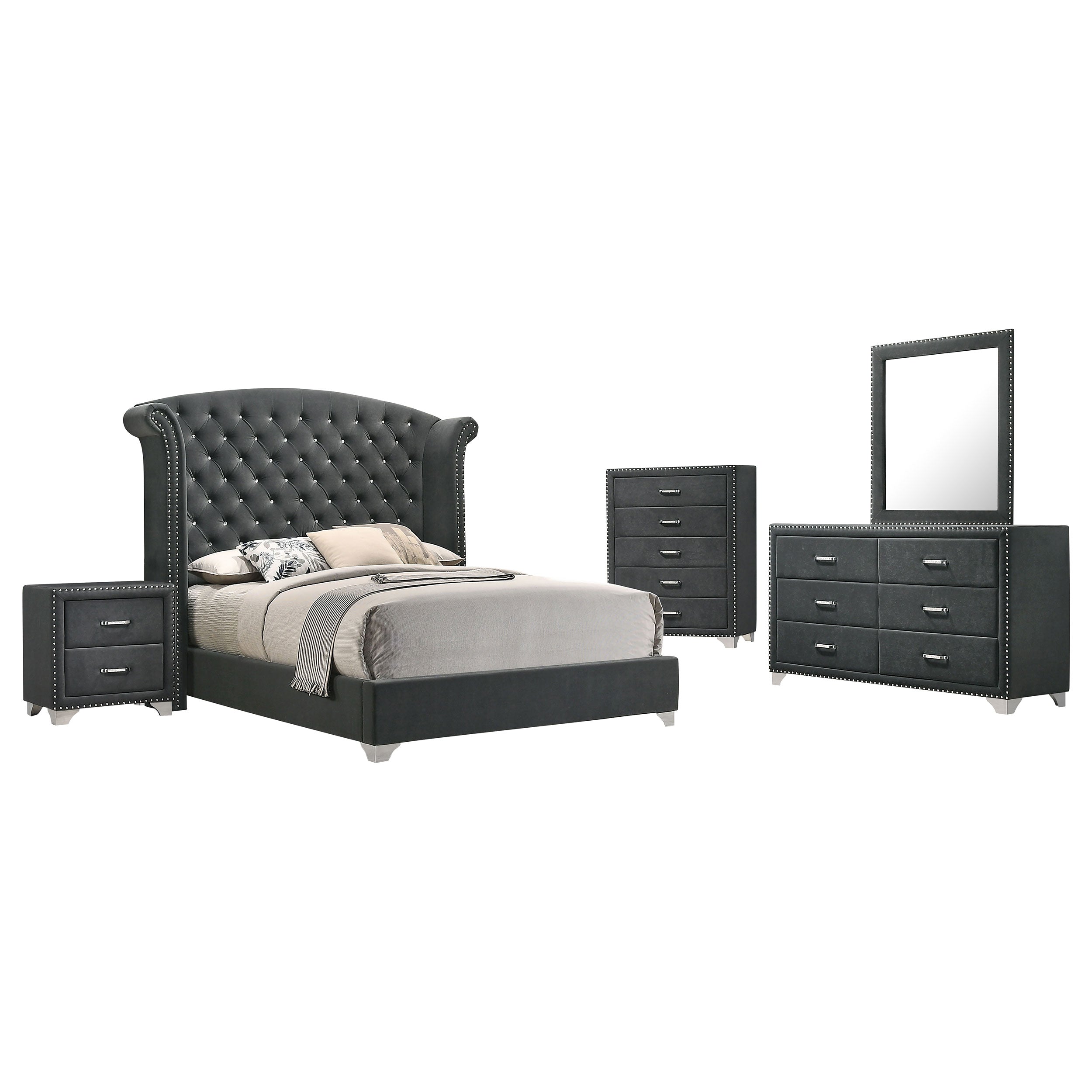 Tampa Furniture Outlet - Coaster - Melody 5-piece California King Bedroom Set Grey - 223381KW-S5