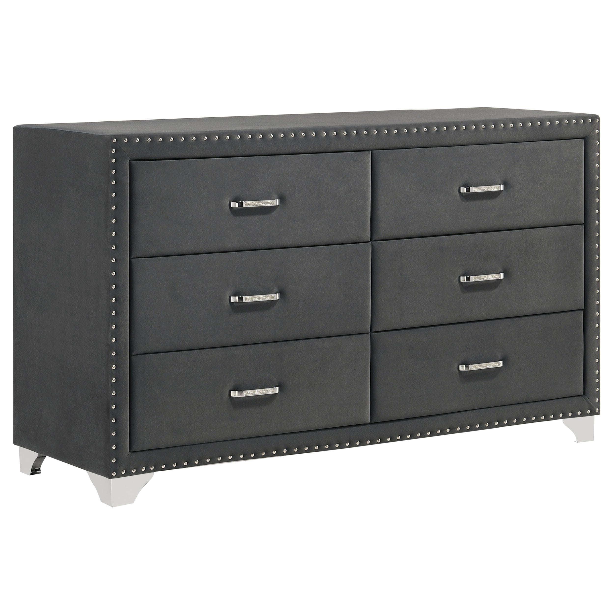 Tampa Furniture Outlet - Coaster - Melody 6-drawer Upholstered Dresser Grey - 223383