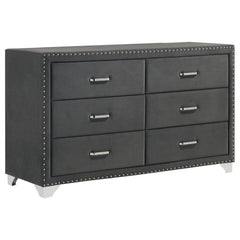 Tampa Furniture Outlet - Coaster - Melody 6-drawer Upholstered Dresser Grey - 223383