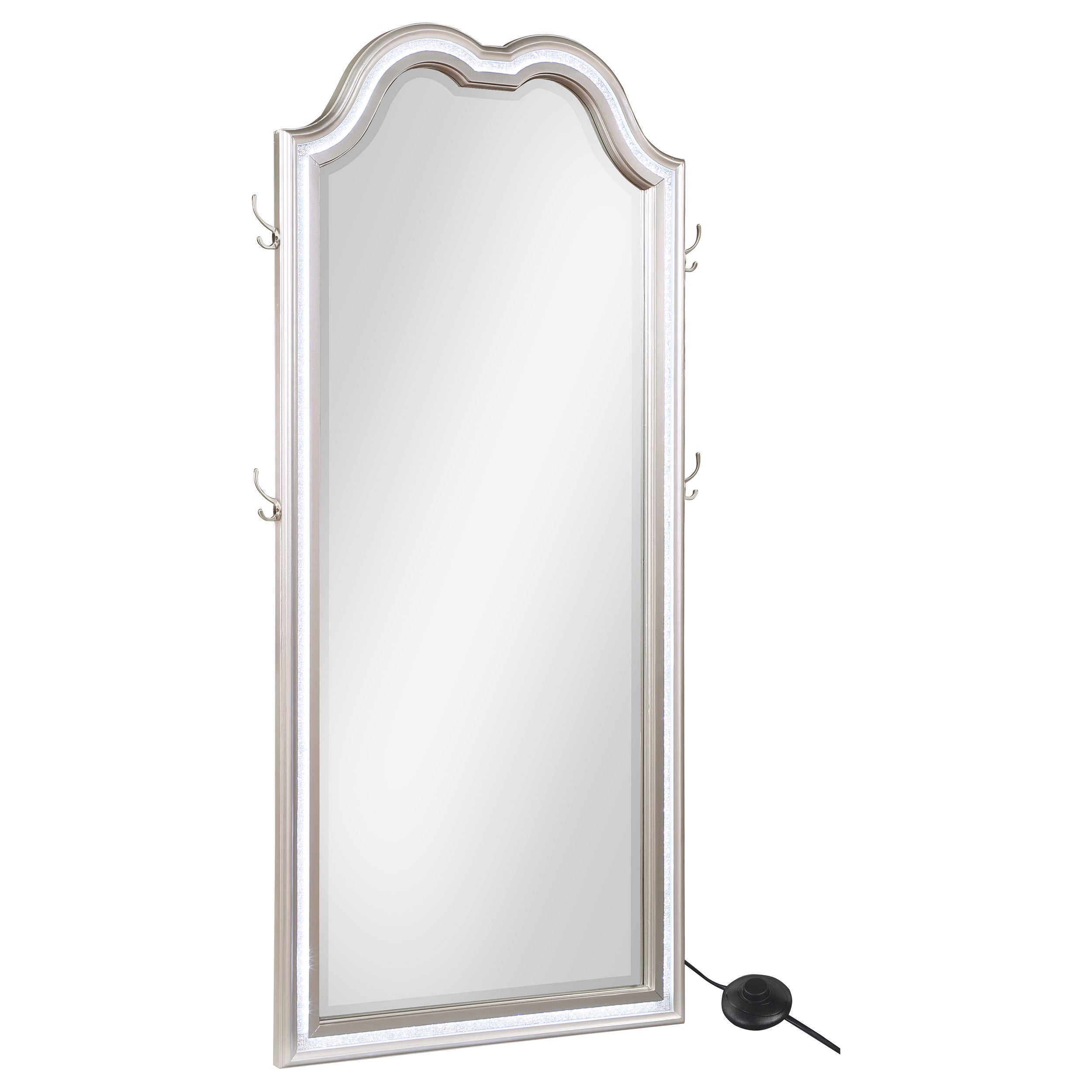 Tampa Furniture Outlet - Coaster - Evangeline Full Length LED Light Floor Mirror Silver Oak - 223400