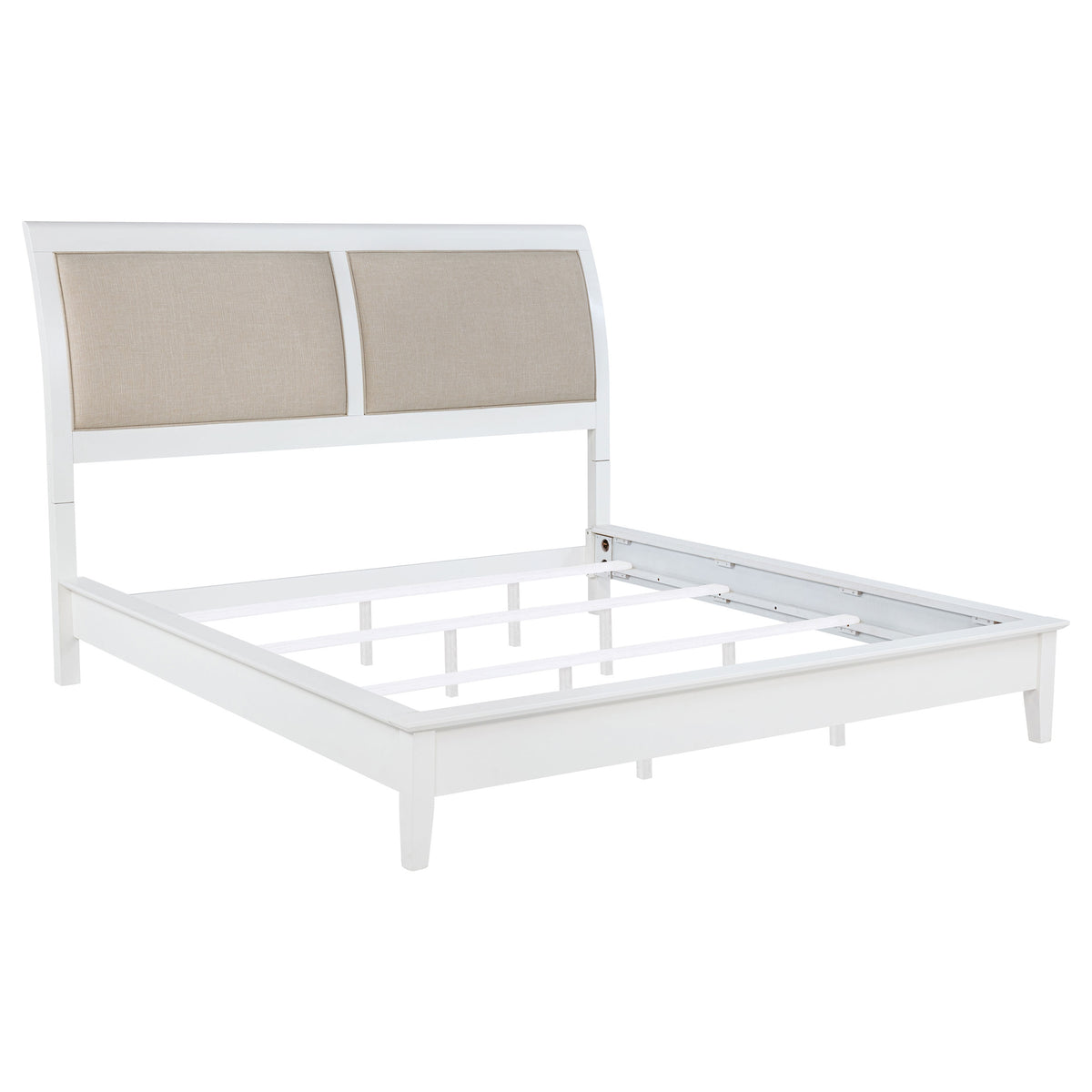 Tampa Furniture Outlet - Coaster - Bexhill 56-inch Upholstered Eastern King Panel Bed White - 223471KE