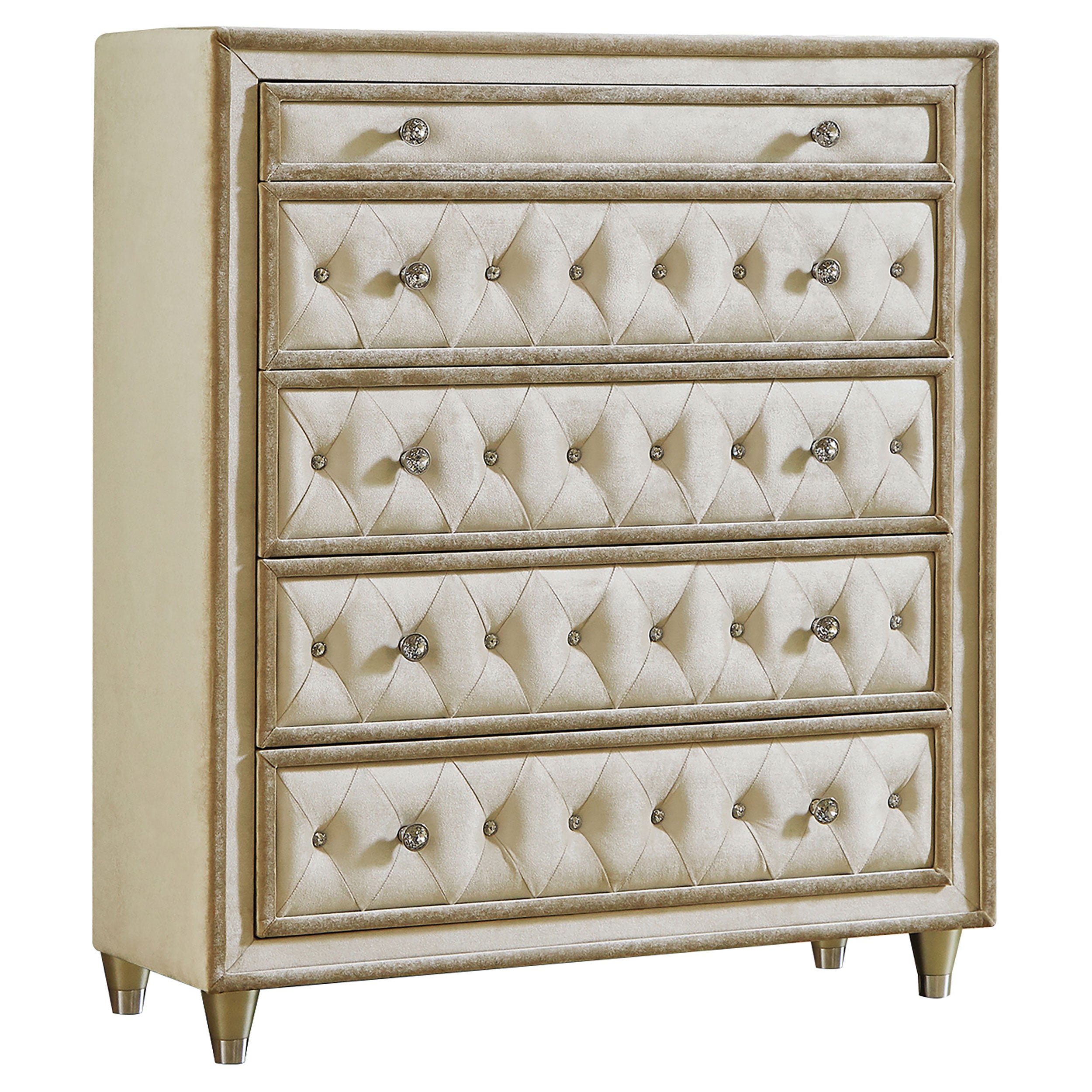 Tampa Furniture Outlet - Coaster - Antonella 5-drawer Bedroom Chest Ivory and Camel - 223525