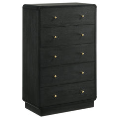 Tampa Furniture Outlet - Coaster - Cavelle 5-drawer Chest of Drawers Black - 223665