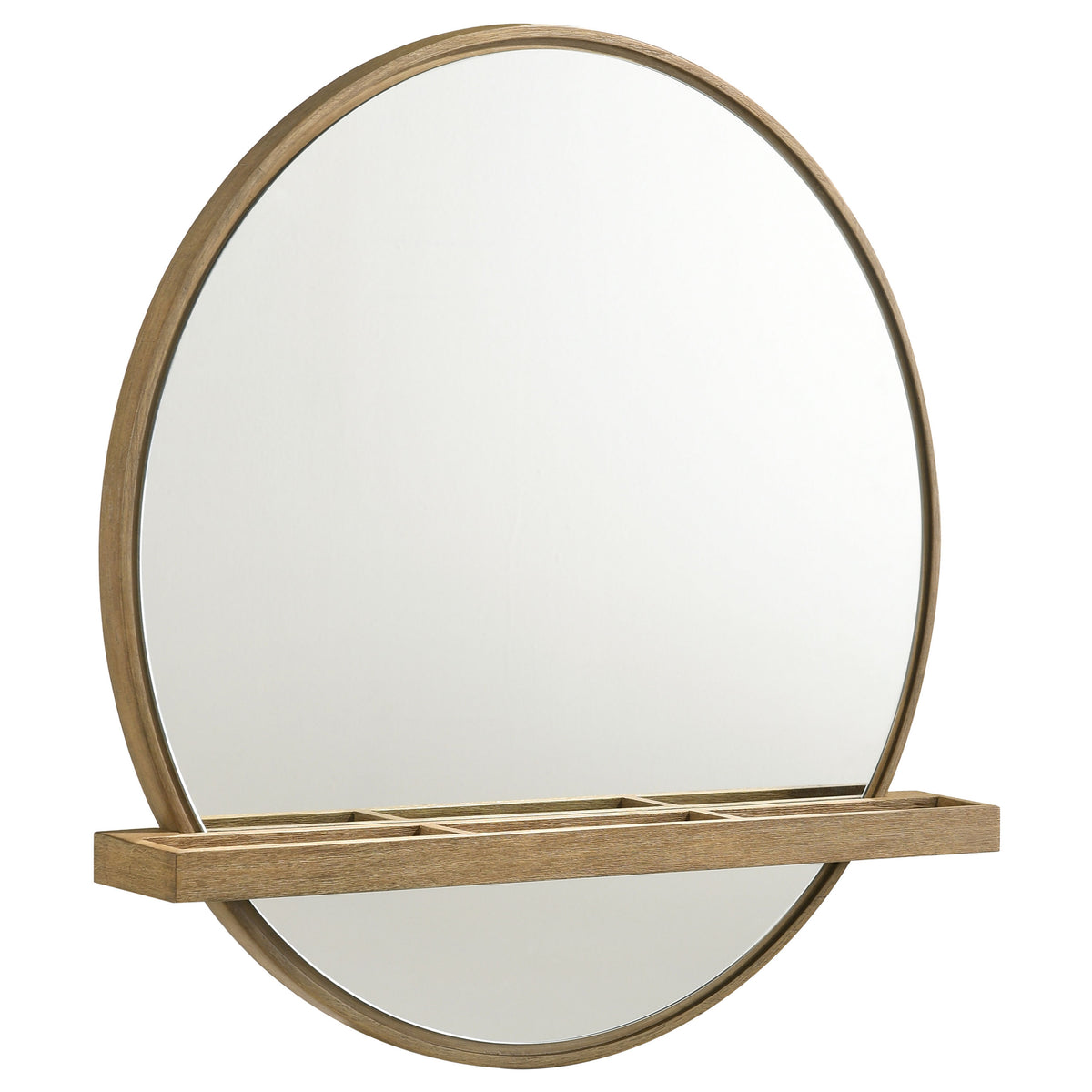 Tampa Furniture Outlet - Coaster - Arini Round Vanity Wall Mirror with Shelf Sand Wash - 224308
