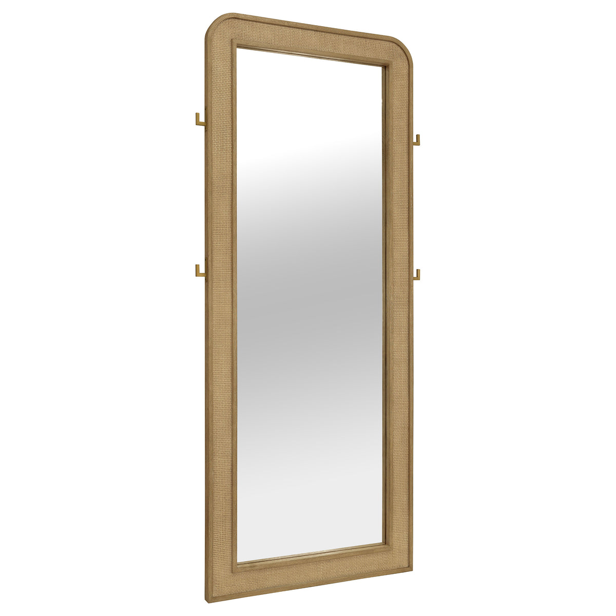 Tampa Furniture Outlet - Coaster - Arini Cane Weave Full Length Standing Floor Mirror Sand Wash - 224309