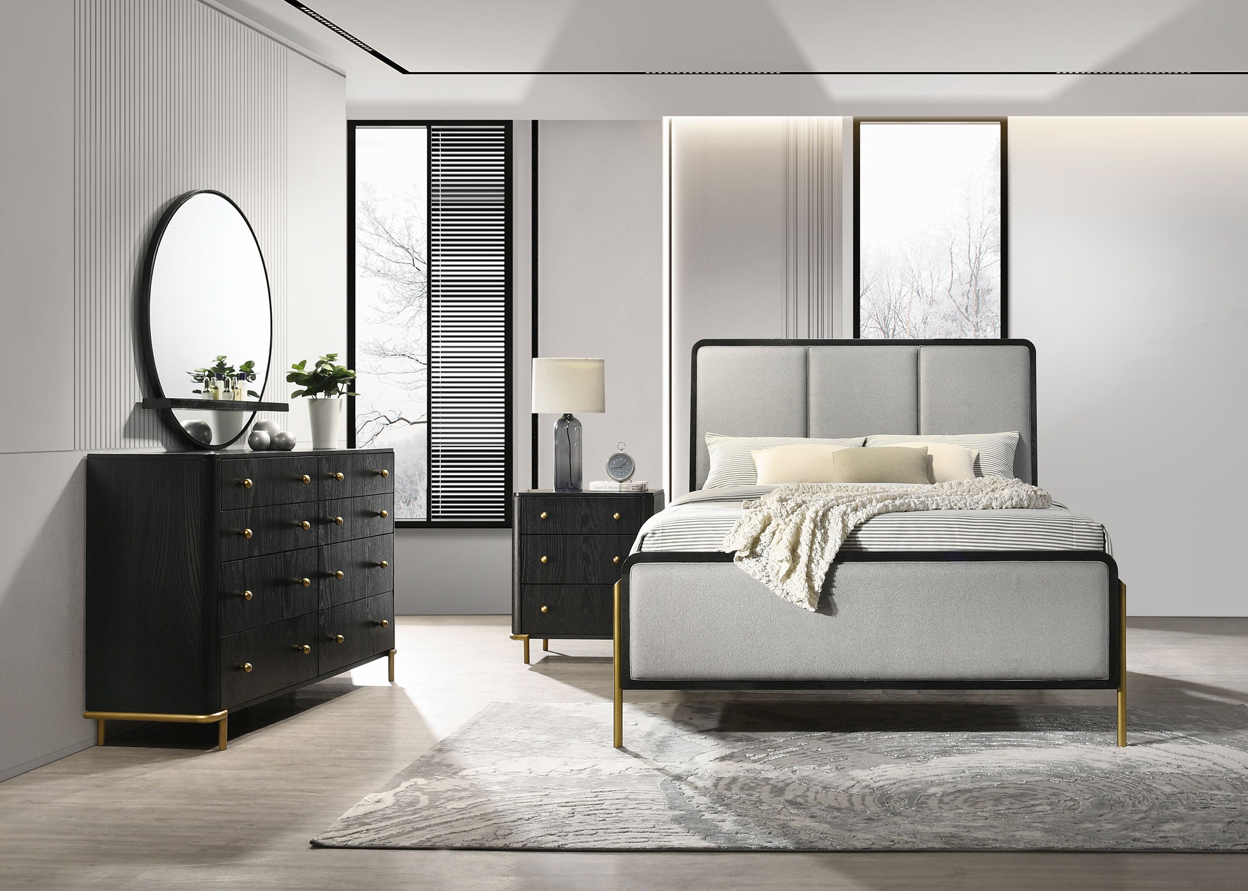 Tampa Furniture Outlet - Coaster - Arini 4-piece Eastern King Bedroom Set Black and Grey - 224331KE-S4