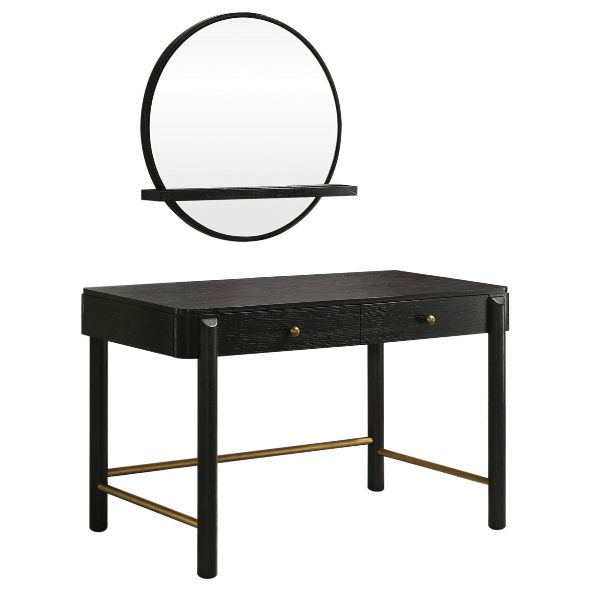 Tampa Furniture Outlet - Coaster - Arini 2-piece Makeup Vanity Table and Mirror Set Black - 224337-SET