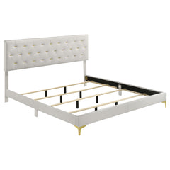 Tampa Furniture Outlet - Coaster - Kendall Upholstered Eastern King Panel Bed White - 224401KE