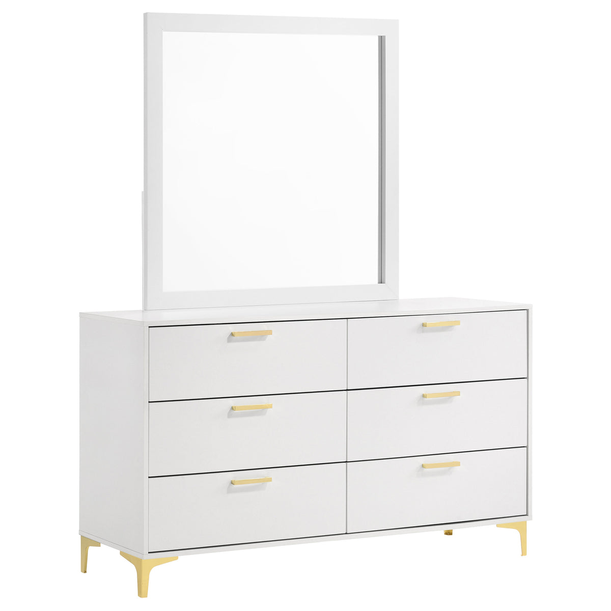 Tampa Furniture Outlet - Coaster - Kendall 6-drawer Dresser with Mirror White - 224403M