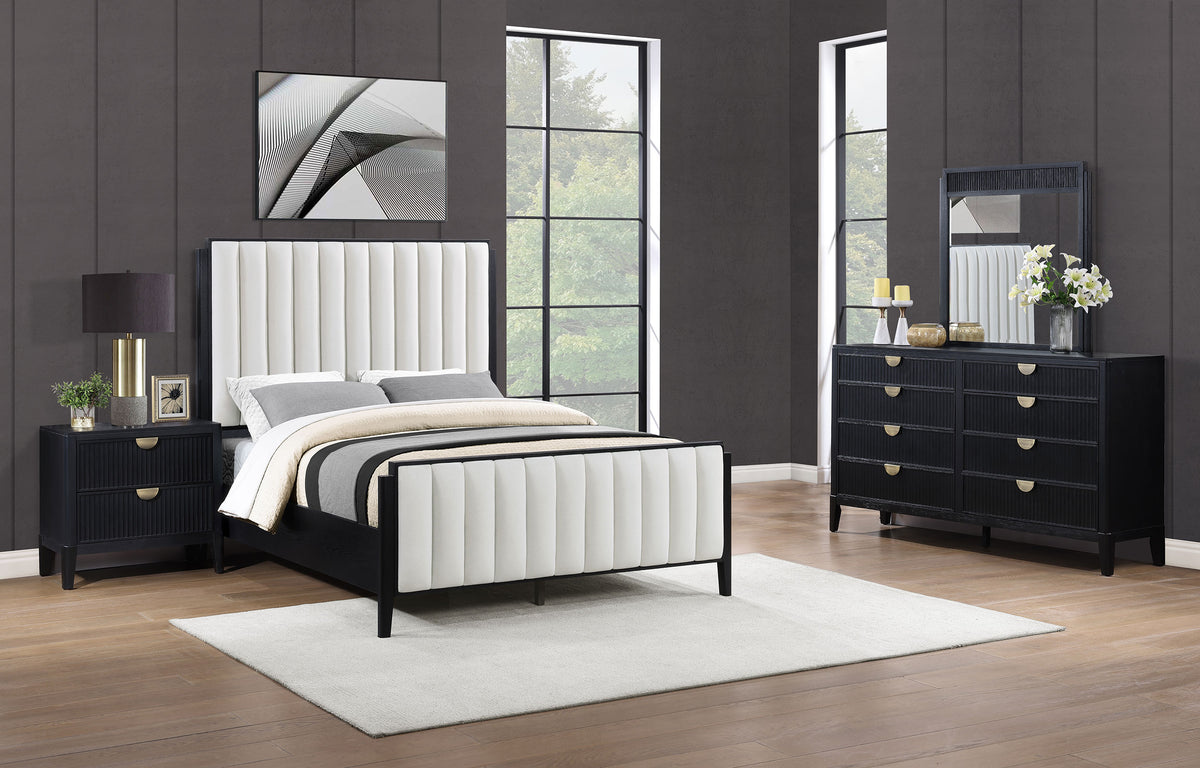 Tampa Furniture Outlet - Coaster - Brookmead 4-piece Upholstered Eastern King Bedroom Set Black - 224710KE-S4