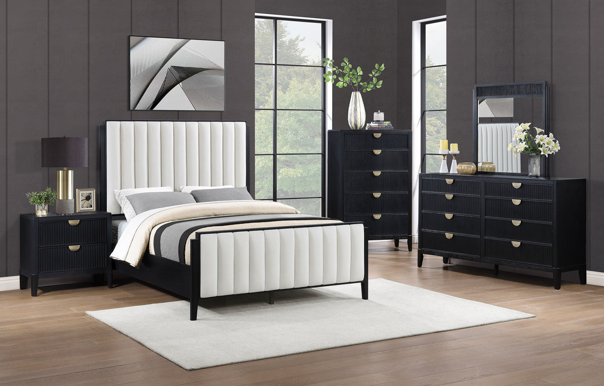 Tampa Furniture Outlet - Coaster - Brookmead 5-piece Upholstered Queen Bedroom Set Black - 224710Q-S5