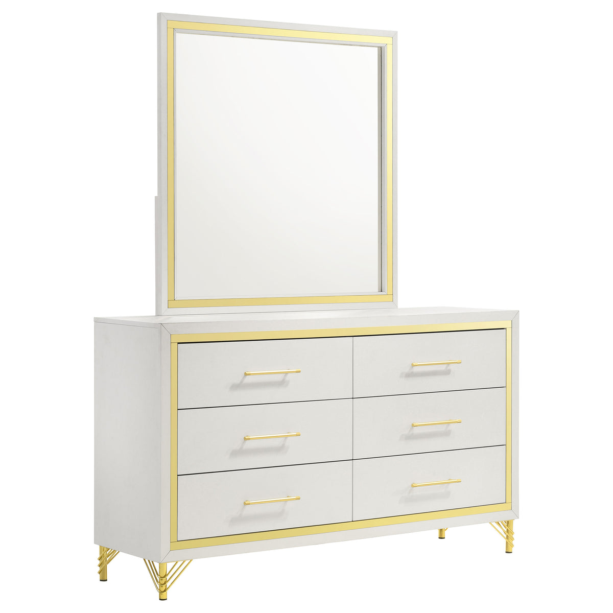 Tampa Furniture Outlet - Coaster - Lucia 6-drawer Dresser with Mirror White  - 224733M