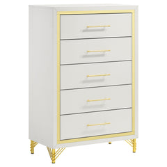 Tampa Furniture Outlet - Coaster - Lucia 5-drawer Bedroom Chest of Drawers White - 224735