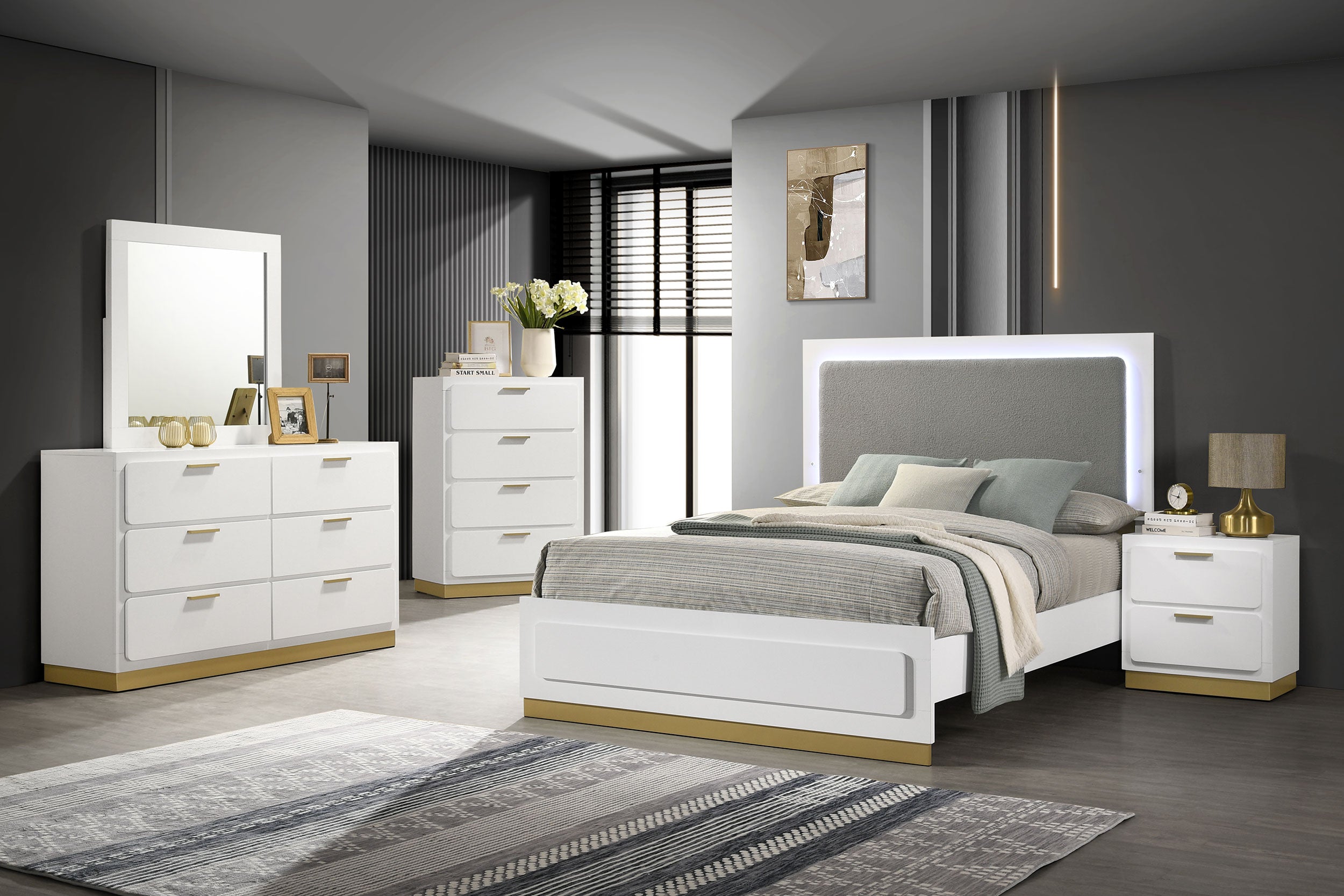Tampa Furniture Outlet - Coaster - Caraway 5-piece Eastern King Bedroom Set White - 224771KE-S5
