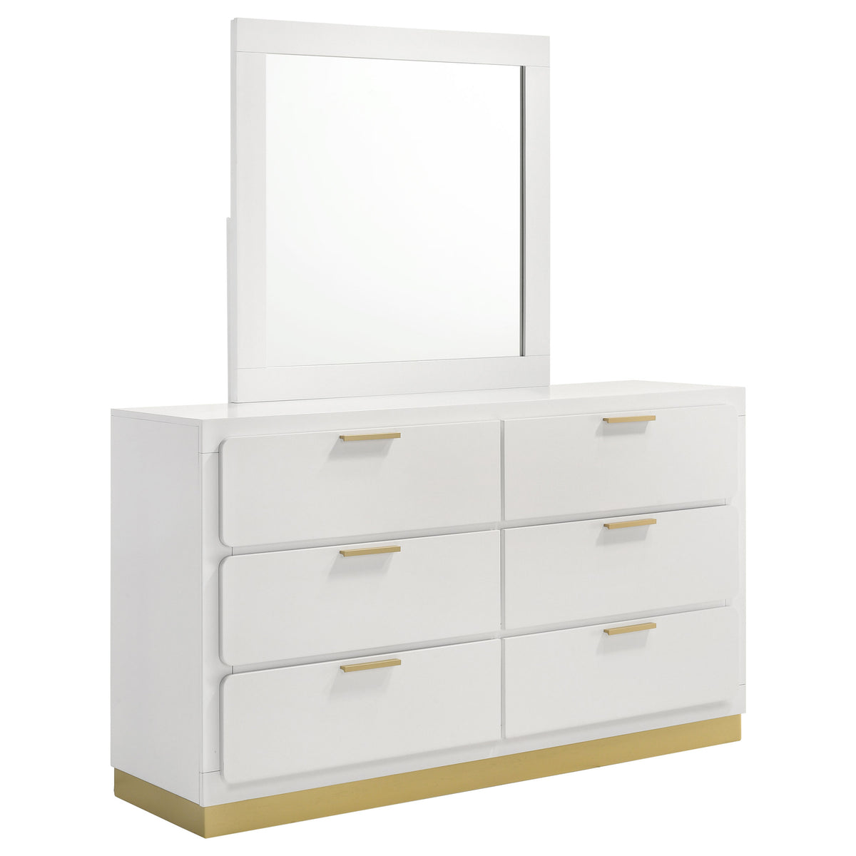 Tampa Furniture Outlet - Coaster - Caraway 6-drawer Dresser with Mirror White - 224773M