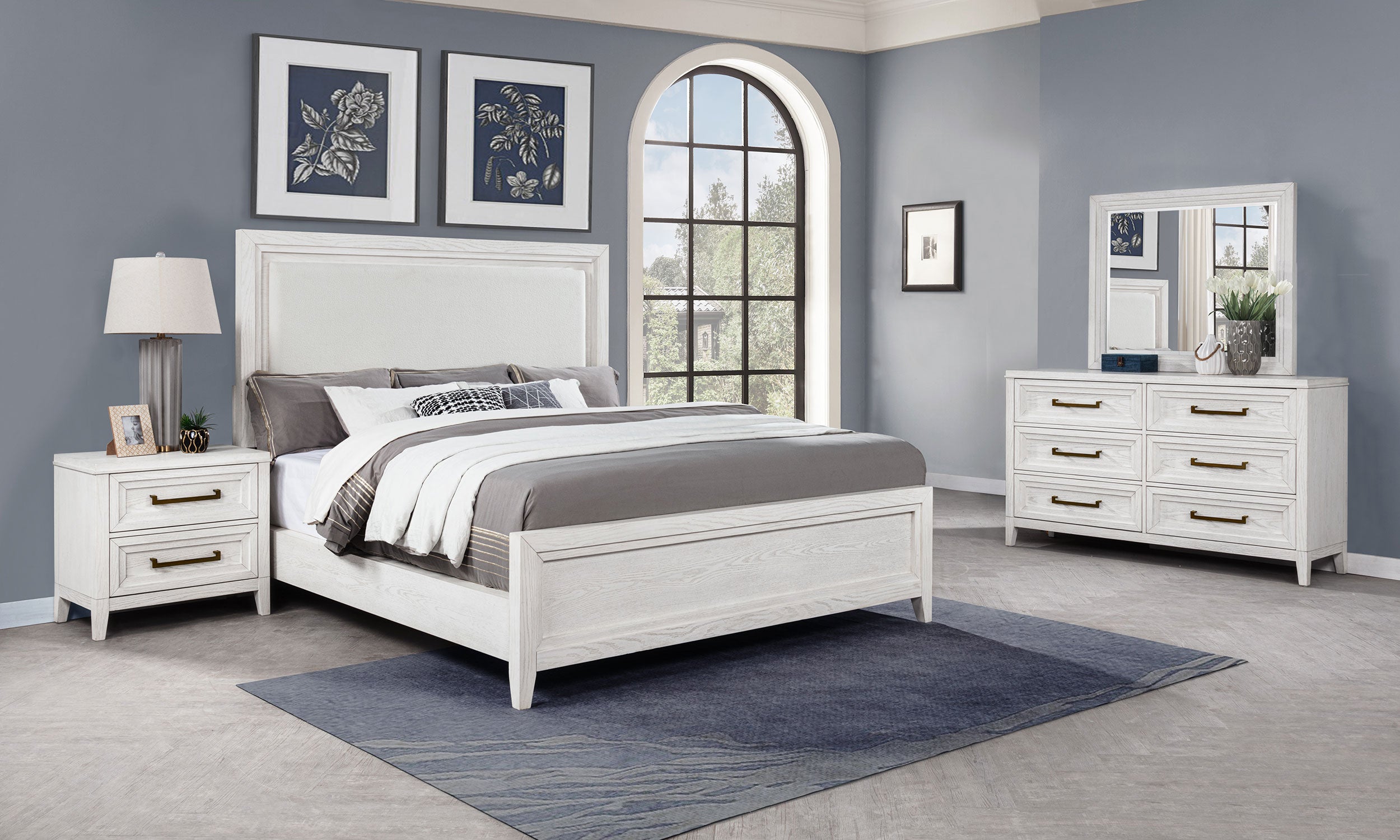 Tampa Furniture Outlet - Coaster - Marielle 4-piece Eastern King Bedroom Set Distressed White  - 224841KE-S4