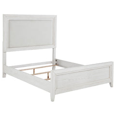 Tampa Furniture Outlet - Coaster - Marielle Queen Upholstered Panel Bed Distressed White - 224841Q