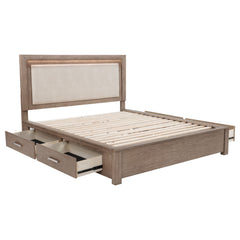 Tampa Furniture Outlet - Coaster - Kenora 56-inch Eastern King LED Storage Bed Barley Brown - 224850KE