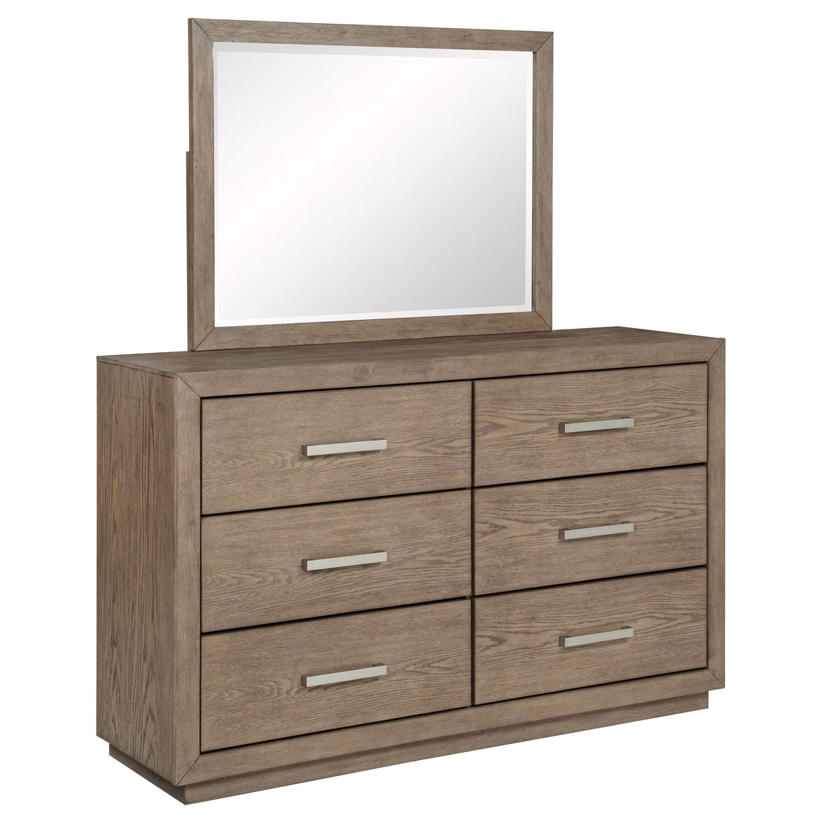 Tampa Furniture Outlet - Coaster - Kenora 6-drawer Dresser and Mirror Barley Brown - 224853M