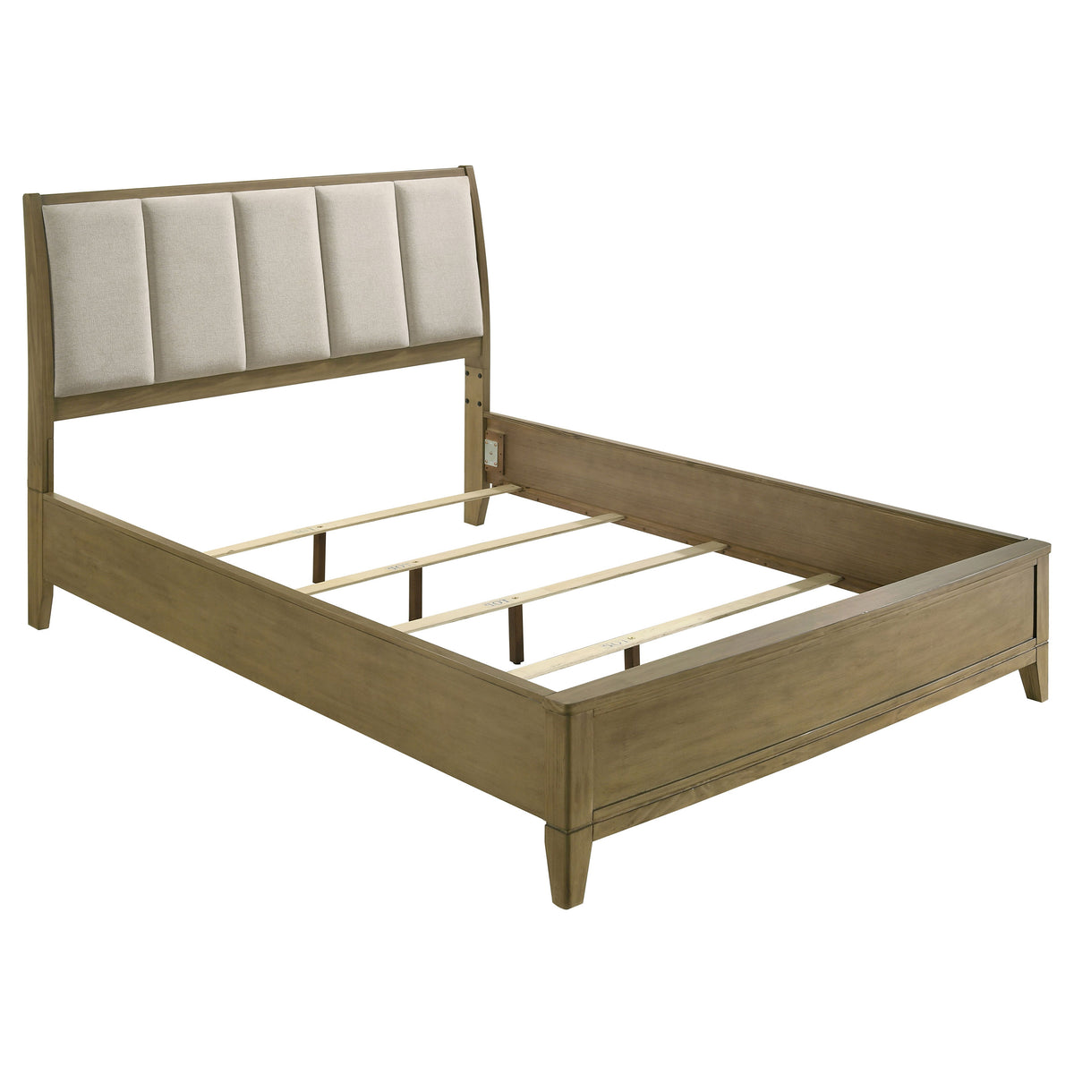 Tampa Furniture Outlet - Coaster - Granada Upholstered Queen Panel Bed Natural Pine - 224921Q