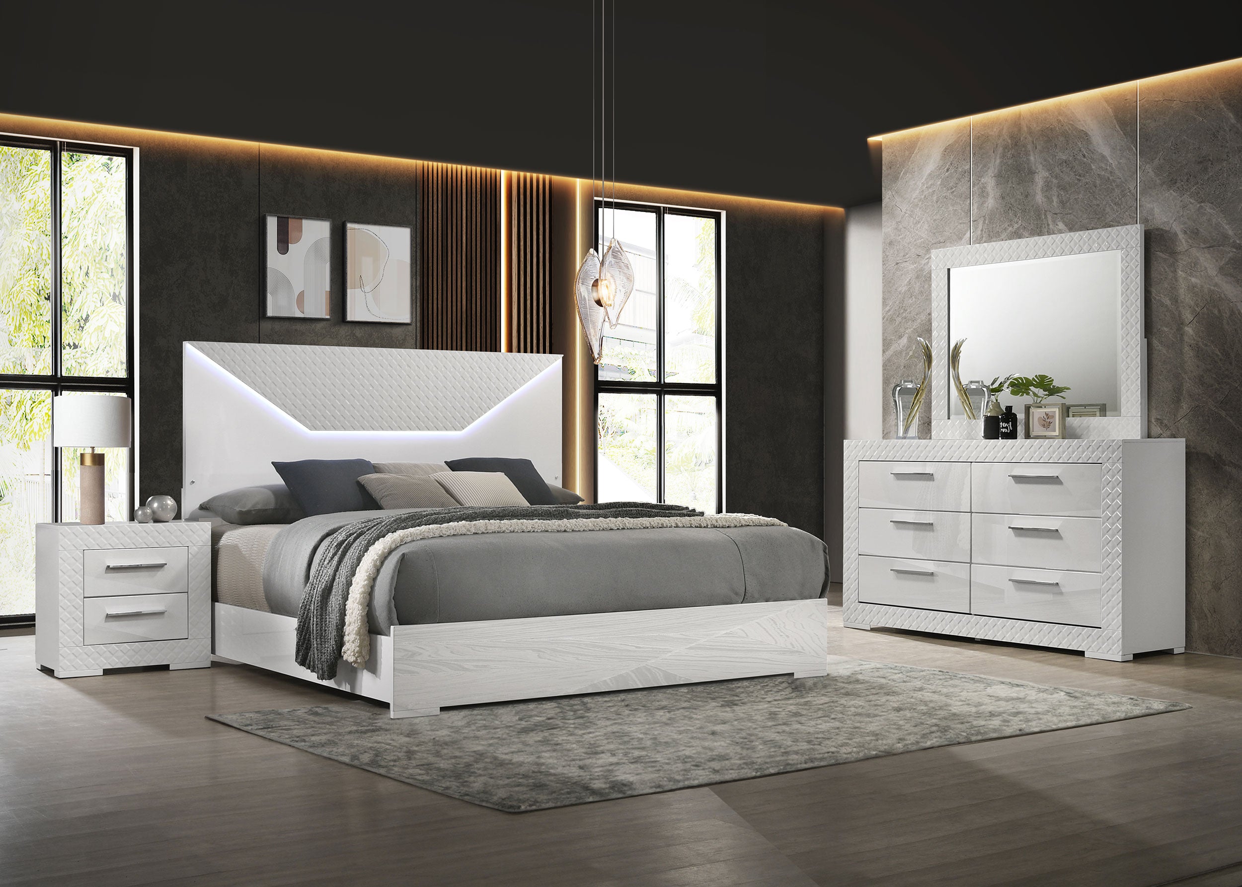 Tampa Furniture Outlet - Coaster - Ives 4-piece Queen Bedroom Set White High Gloss - 224941Q-S4